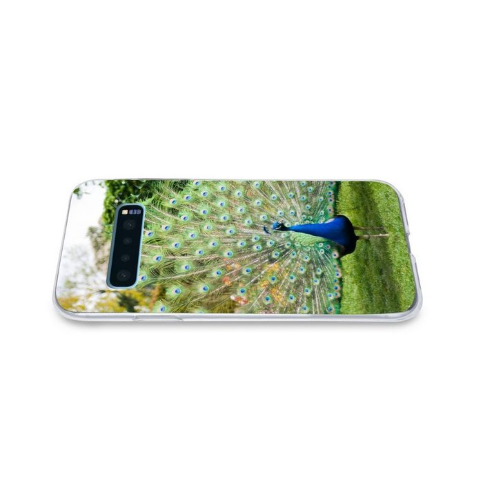 MuchoWow Handyhülle Pfau - Federn - Garten Phone Case Handyhülle Samsung Galaxy S10+ Silikon Schutzhülle FN11296