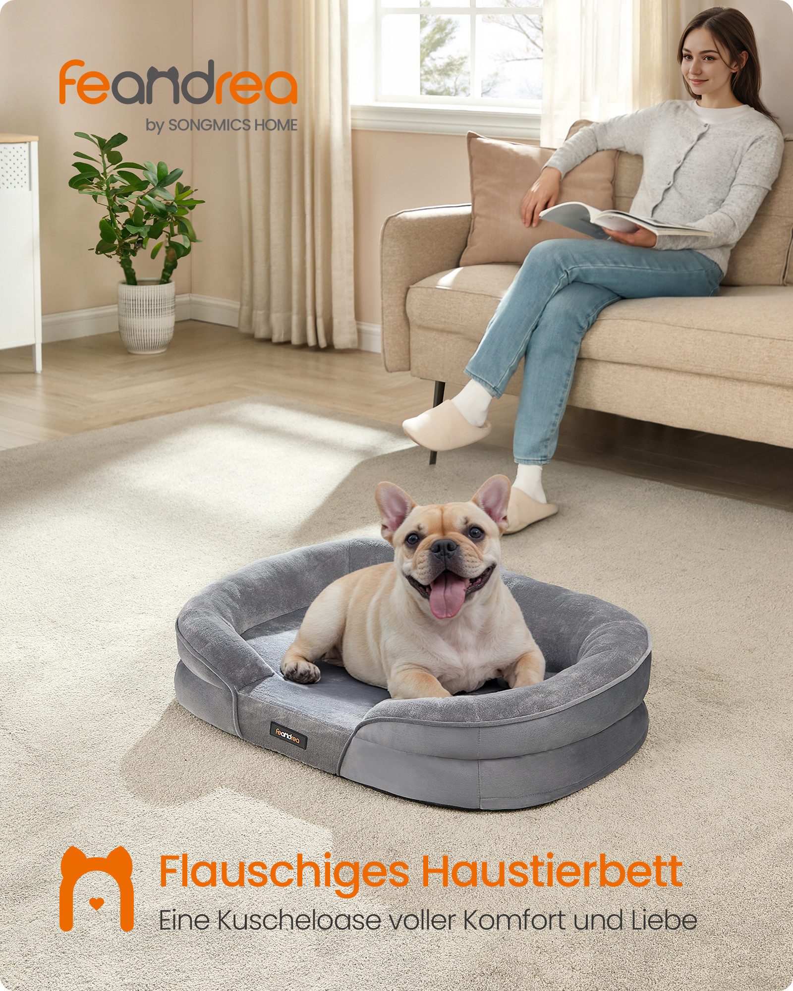 FEANDREA Tierbett, Hundebett, Hundekissen,wasserdicht, erhöhte Ränder, wasc günstig online kaufen