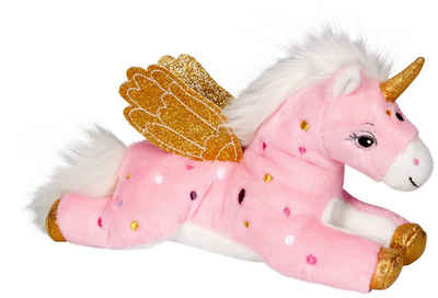 COPPENRATH DIE SPIEGELBURG Plüschfigur Kuschel-Einhorn Blinki - Einhorn-Paradies rosa 22 cm (Set, 1-St., 1), mit glitzerndem Horn und Hufe sowie glänzende Flügel