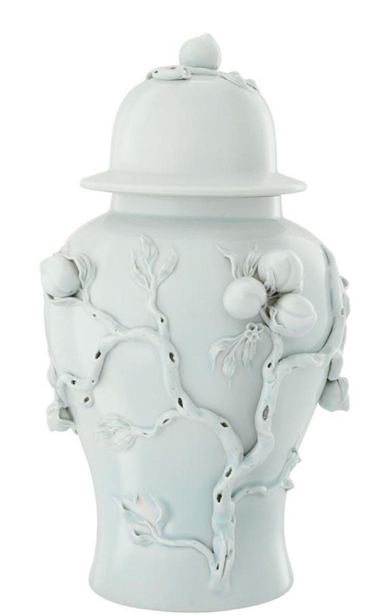 Casa Padrino Dekoobjekt Luxus Porzellan Vase / Krug mit Deckel Hellmintfarben Ø 30 x H. 47 cm - Hotel & Restaurant Deko Accessoires
