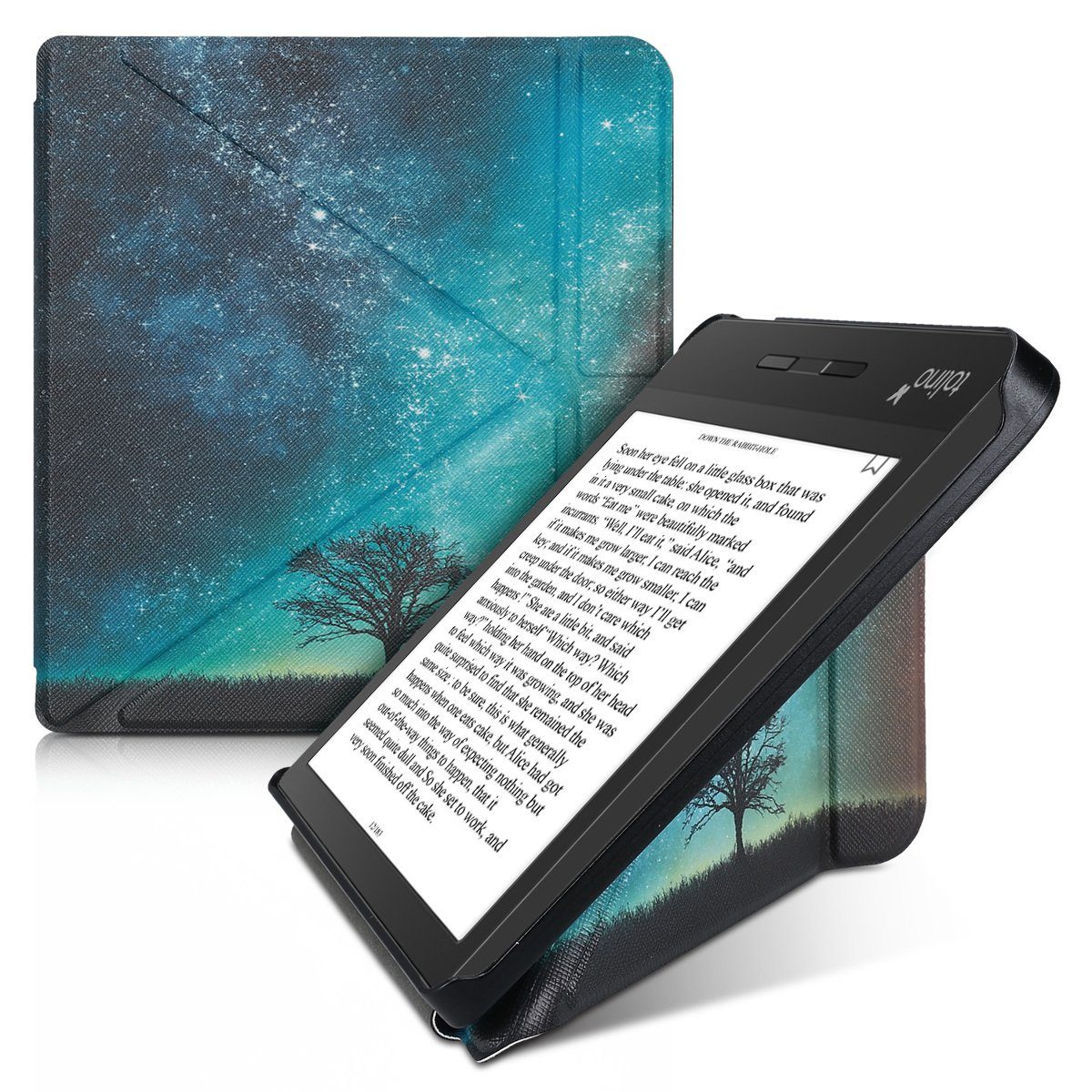 kwmobile E-Reader-Hülle, Hülle für Tolino Vision 5 - Kunstleder eReader  Schutzhülle - Flip Cover Case - Galaxie Baum Wiese Design