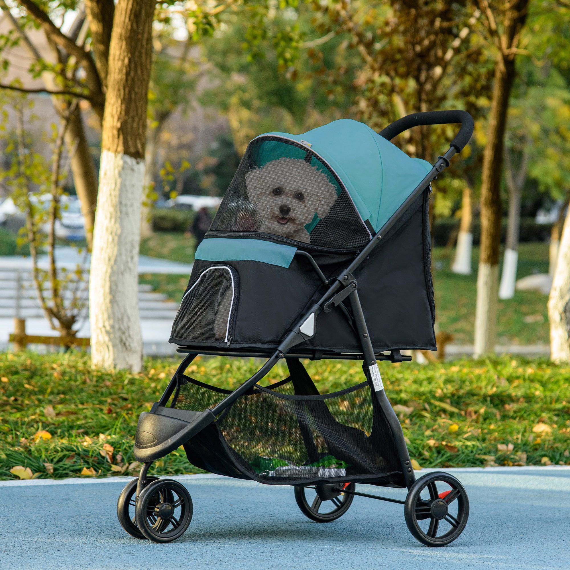 PawHut Hundebuggy 2 in 1 Katzenwagen, Hundewagen Katzenbuggy mit Regenschutz, (Haustierwagen, 1-tlg), für Hunde & Katzen bis 10 kg, Dunkelgrün