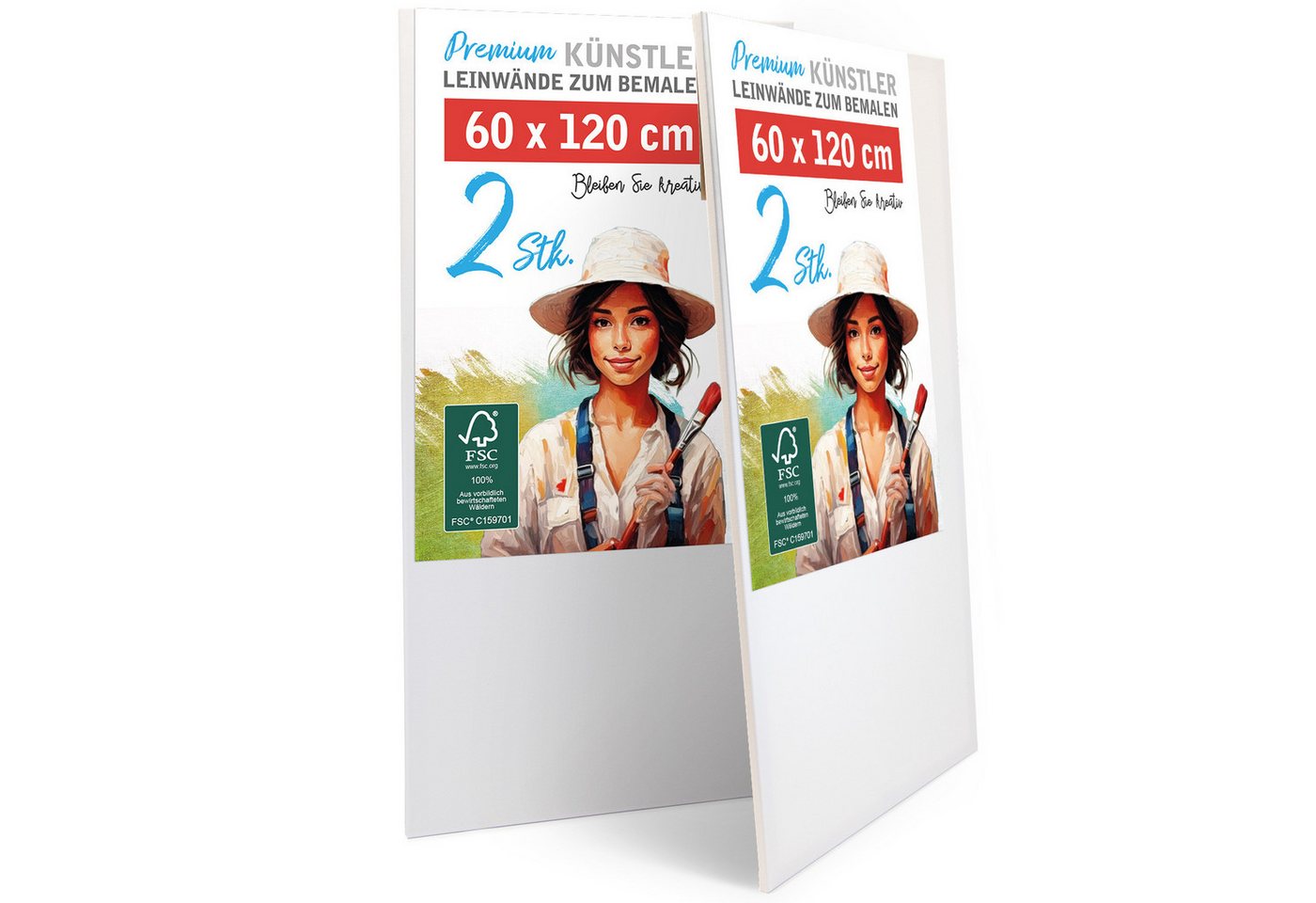 M MERCEO Leinwand, 2er-Set Leinwand 60x120cm (zum Bemalen, Baumwolle, Keilrahmen,280g/m)