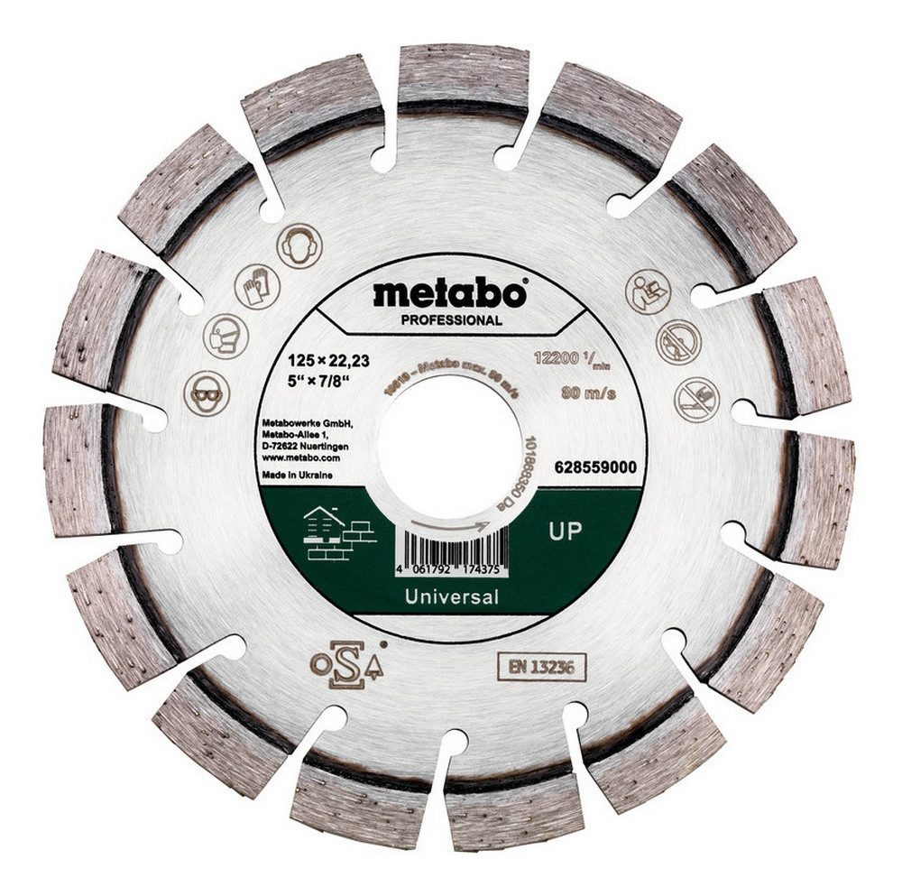 metabo Trennscheibe, Ø 125 mm, Set Diamant 125 x 22,23 mm, Universal + Quickspannmutter M14