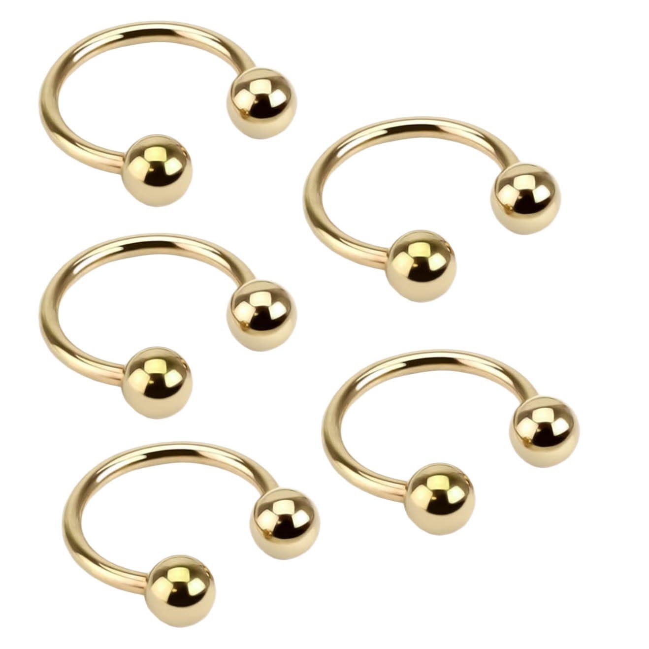 viva-adorno Nasenpiercing-Set Hufeisen Piercing Edelstahl Kugeln Lippenpiercing Augenbrauenpiercing (Set, 5-tlg), Hufeisen Ring für Septum, Lippe, Augenbraue