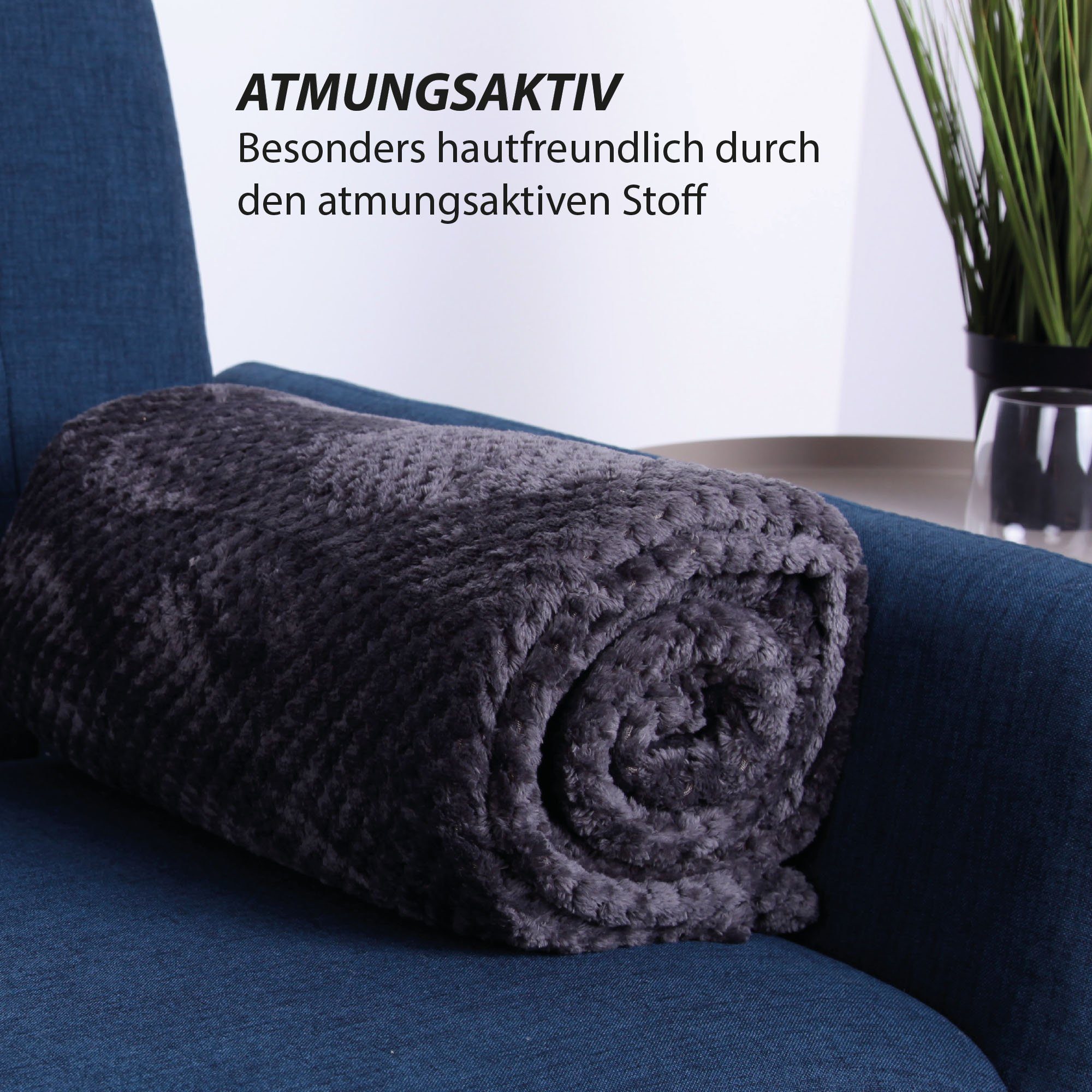 Wohndecke Flanell Decke Anthrazit 150x200cm, Sofa, für Tagesdecke Couch und Bett, Decke Kuscheldecke Flauschige Bestlivings