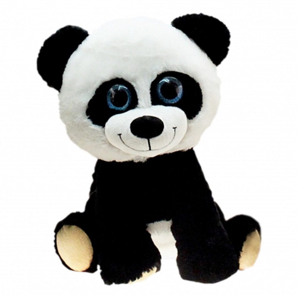 Krüger & Gregoriades Kuscheltier Panda, Pandabär Plüsch mit großen, blauen Glitzeraugen, Bär, Stofftier (1-St), zum Kuscheln, Spielen oder Verschenken