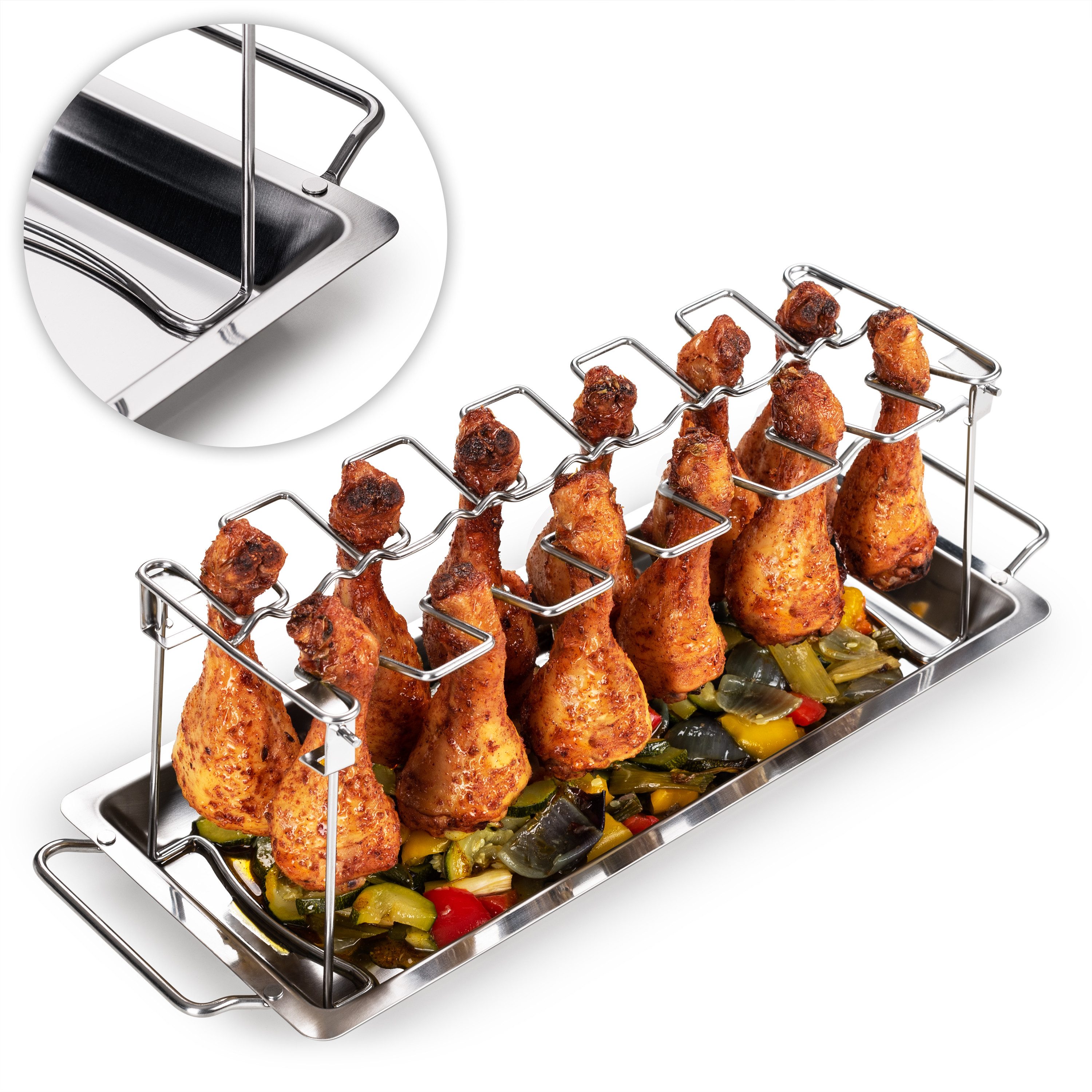 Blumtal Hähnchenbräter Robuster Hähnchen Grill Ständer, für 12 Schenkel, Edelstahl, rostfrei und Spülmaschinengeeignet