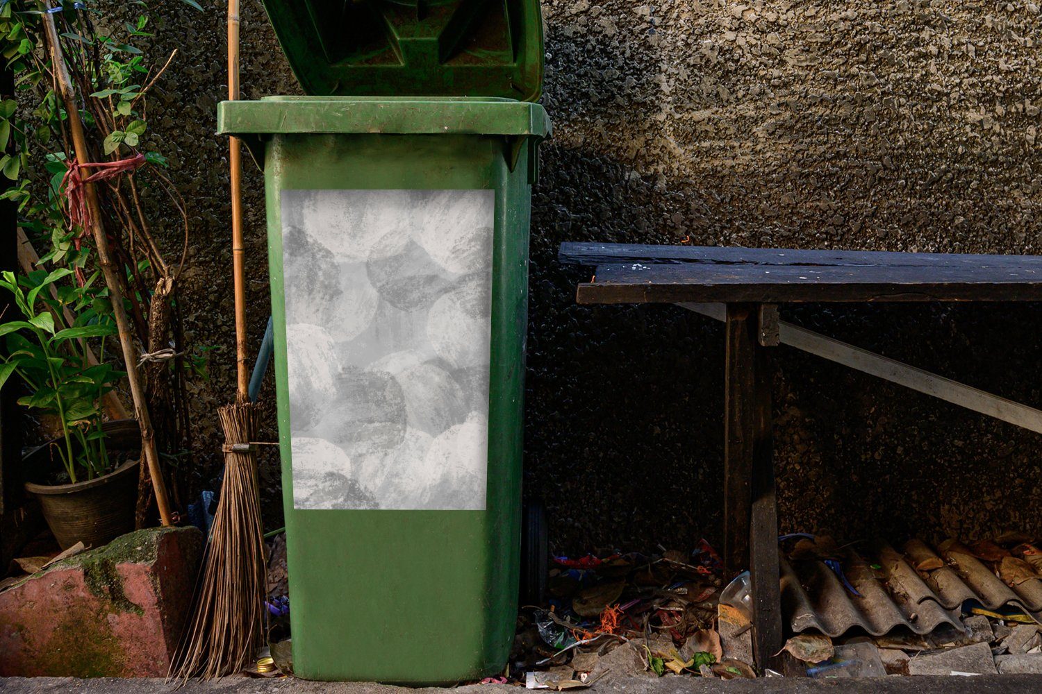 Abstrakt - (1 MuchoWow Grau Container, - St), Wandsticker - Malerei Sticker, Abfalbehälter Mülleimer-aufkleber, Mülltonne, Farbe