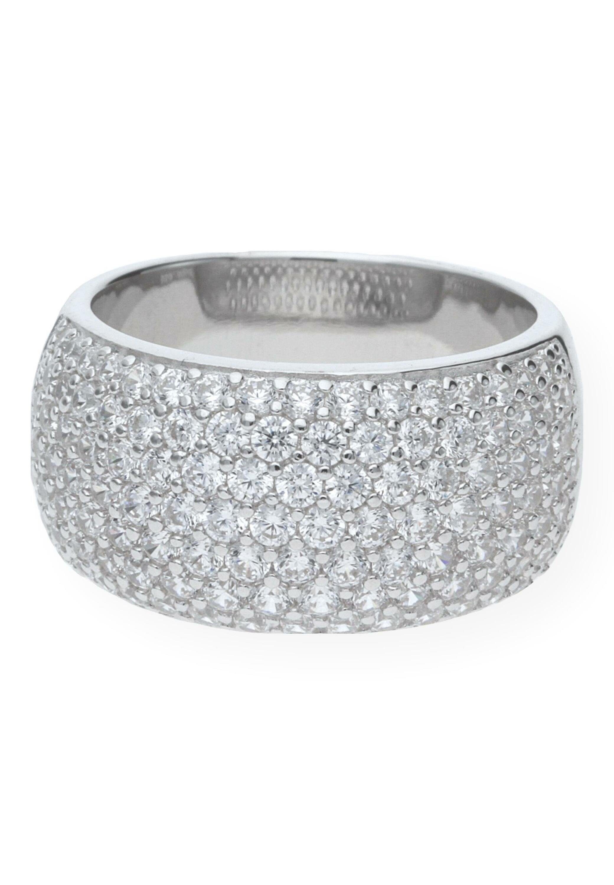 JuwelmaLux Silberring Ring Silber 925 breit mit Stein Zirkonia