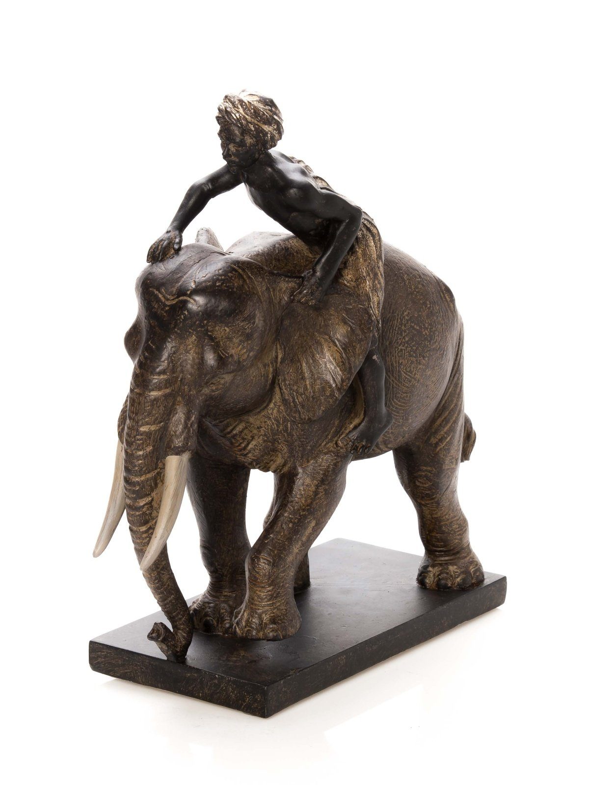 Orient Reiter Figur Afrika Dekofigur Indien antik Stil Elefant Aubaho Skulptur mit