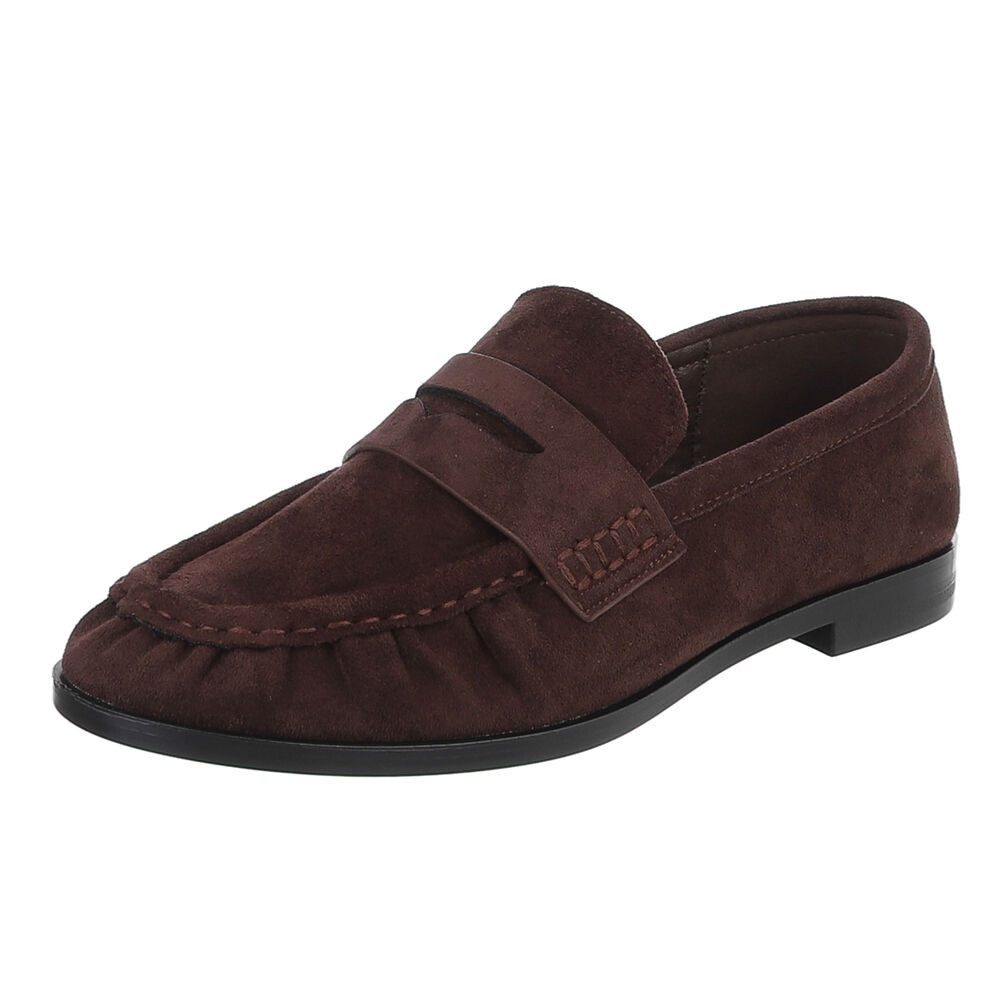Ital-Design Damen Loafer Mokassin-Optik Slip-on Halbschuh Slipper (92125236) Blockabsatz Mokassins in Braun
