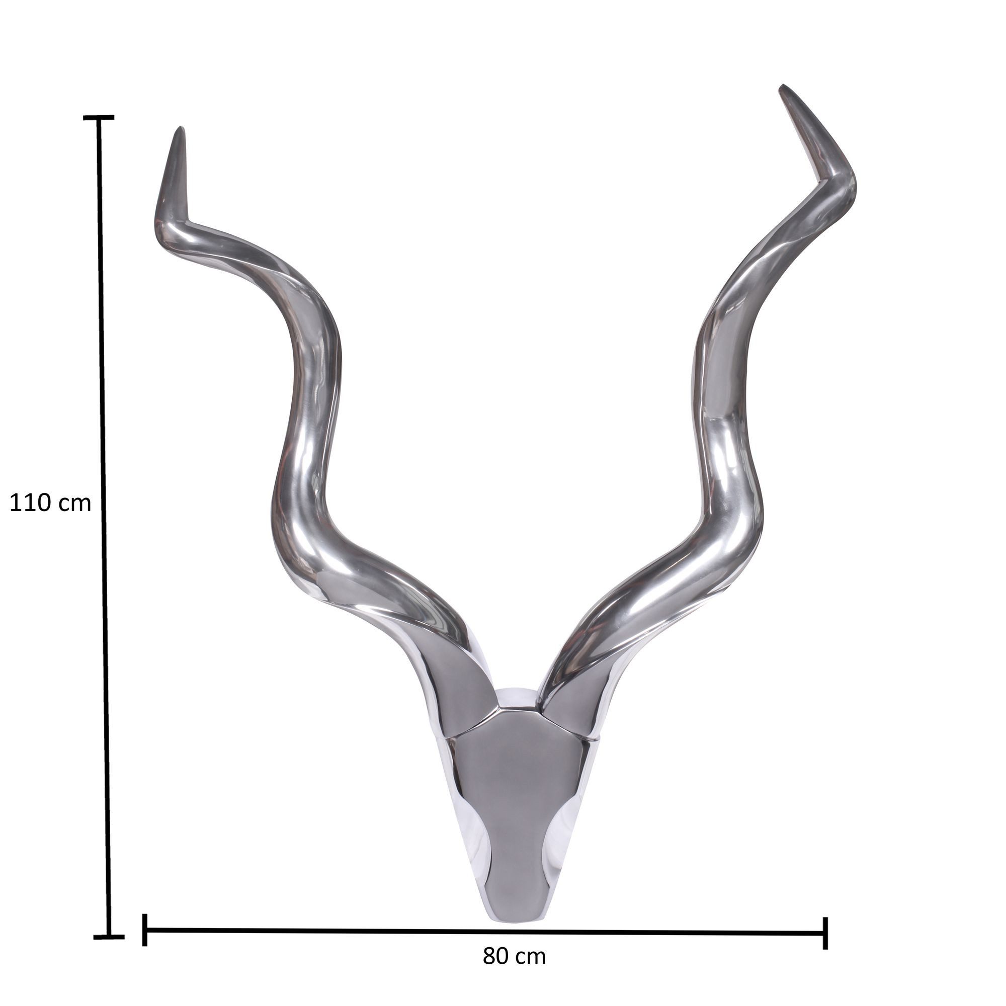 FINEBUY Wanddekoobjekt SuVa1239_1 Hirschgeweih Wanddekoration Alu Aluminium Silber Geweih (Große Wanddeko Hirschkopf Geweih aus Metall)
