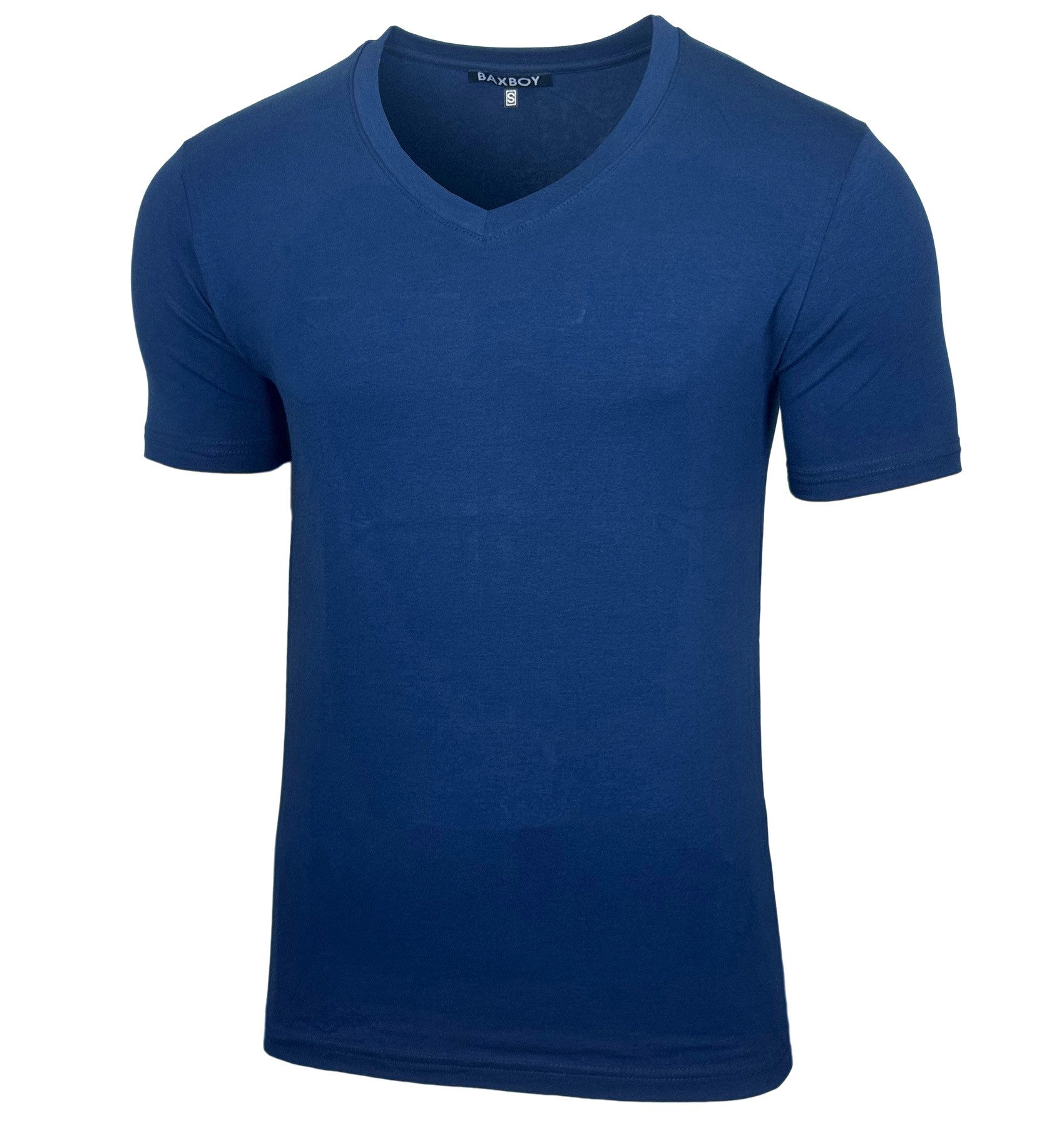 Baxboy T-Shirt Baxboy tiefer V-Ausschnitt Uni Basic Herren Kurzarm T-Shirt günstig online kaufen