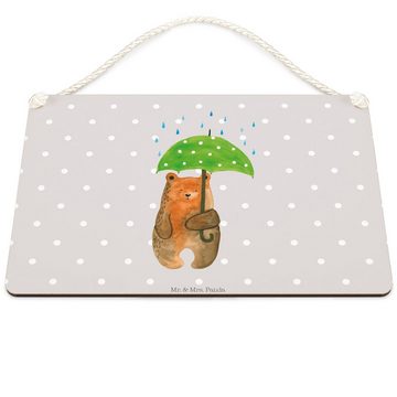 Mr. & Mrs. Panda Hinweisschild DIN A5 Bär Regenschirm - Grau Pastell - Geschenk, Teddy, Türschild, P, (1 St), Herzliche Botschaften