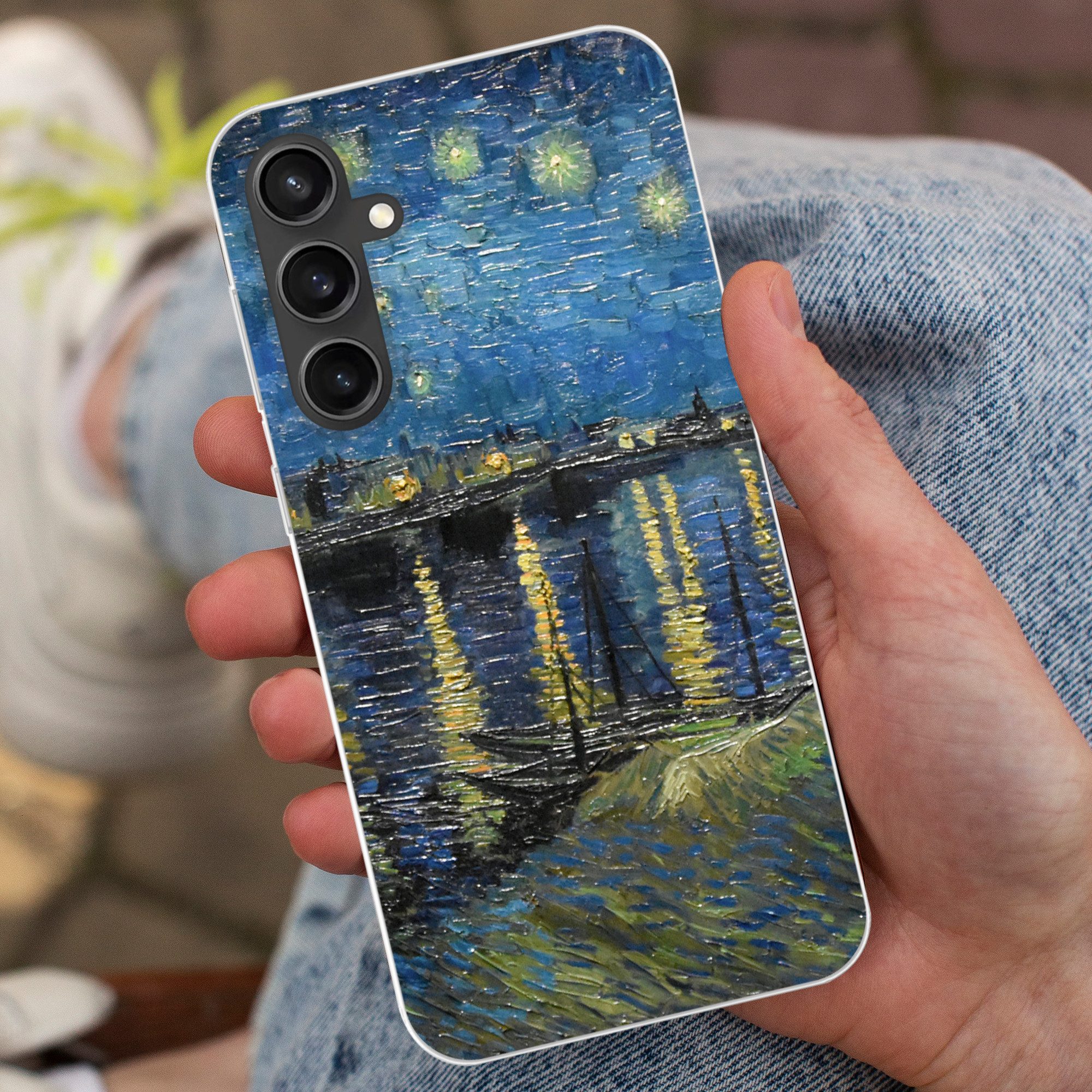MuchoWow Handyhülle für Samsung Galaxy S23 FE Sternennacht über der Rhone - Van Gogh - Kun