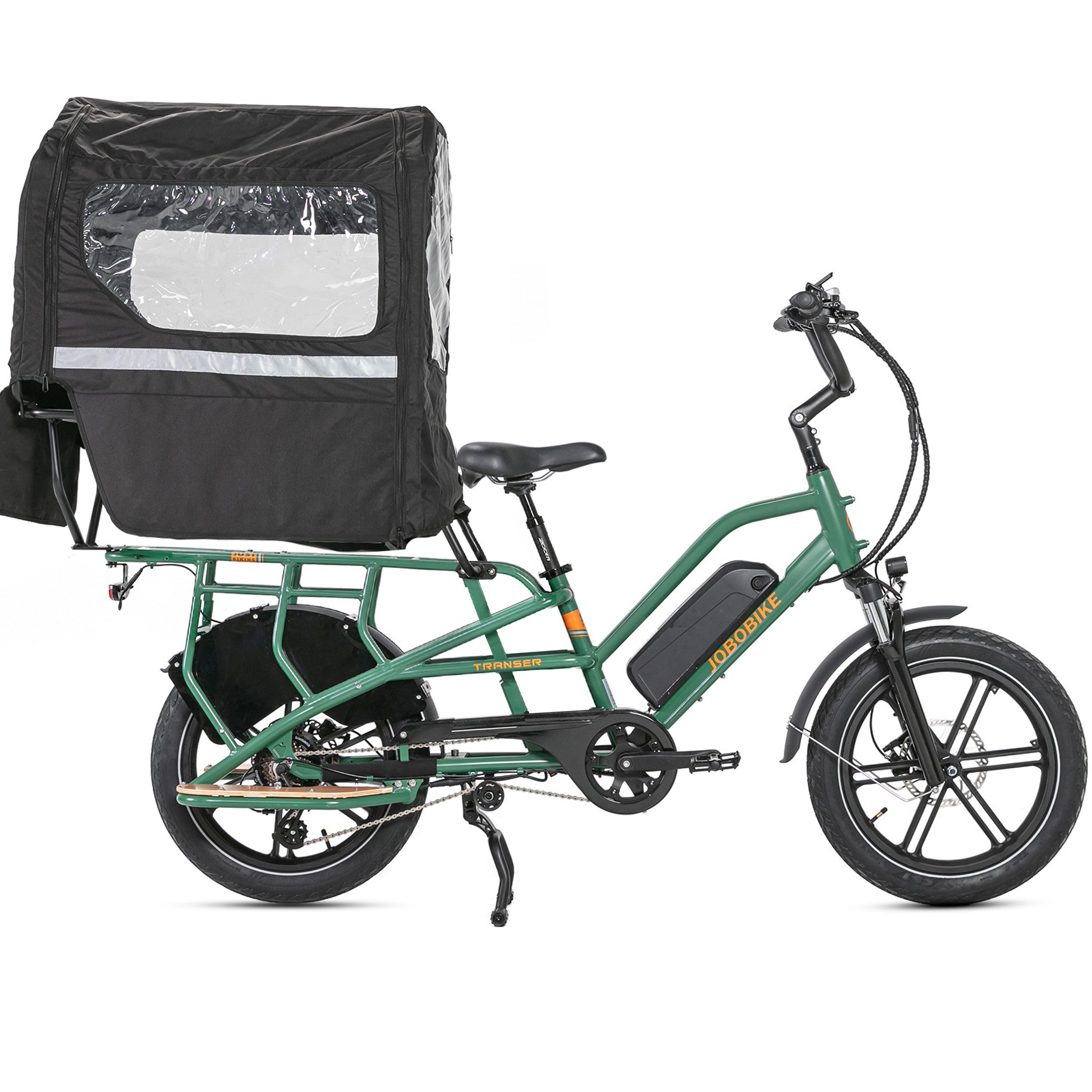 JOBOBIKE E-Bike Cargo 20 Zoll, 150km, bis 200 kg, Lastenrad für Familie, Einkauf & Alltag, 7 Gang Shimano, Kettenschaltung, Heckmotor, 720 Wh, (Bremslicht, Farb-LCD-Display, Doppelbein-Ständer, Drehmomentsensor), mit Federsattelstütze, E-Lastenrad Longtail, Elektrofahrrad