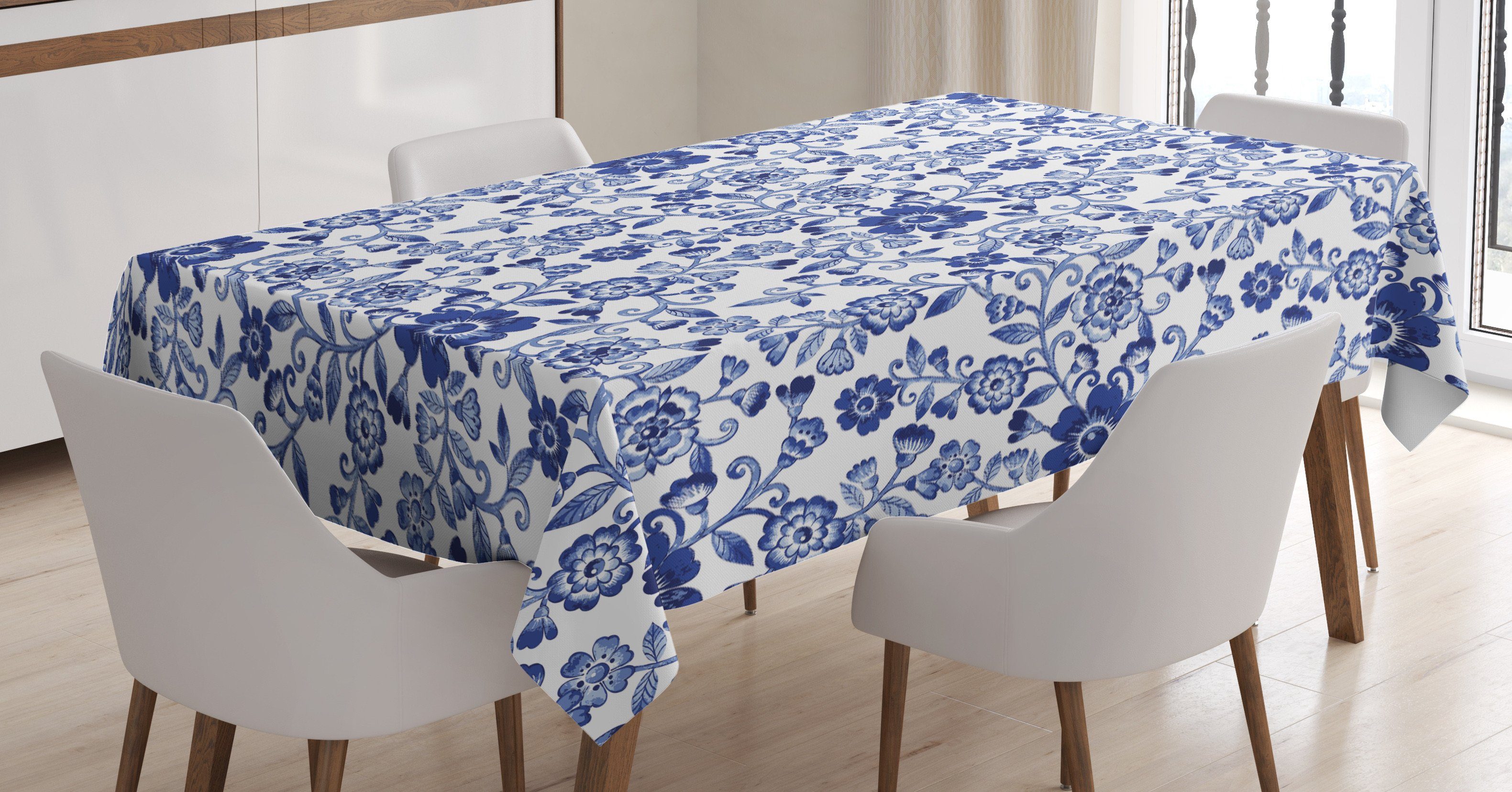 Abakuhaus Tischdecke Farbfest Waschbar Für den Aquarell Klare Außen Blumen Bereich Vibrierende blaue geeignet Farben