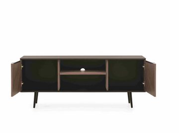 Furnix TV-Schrank Pabllo Fernsehschrank mit Schränken und Metallfüßen Braun/Schwarz 150x60x41,4 cm, modernes industielles Design