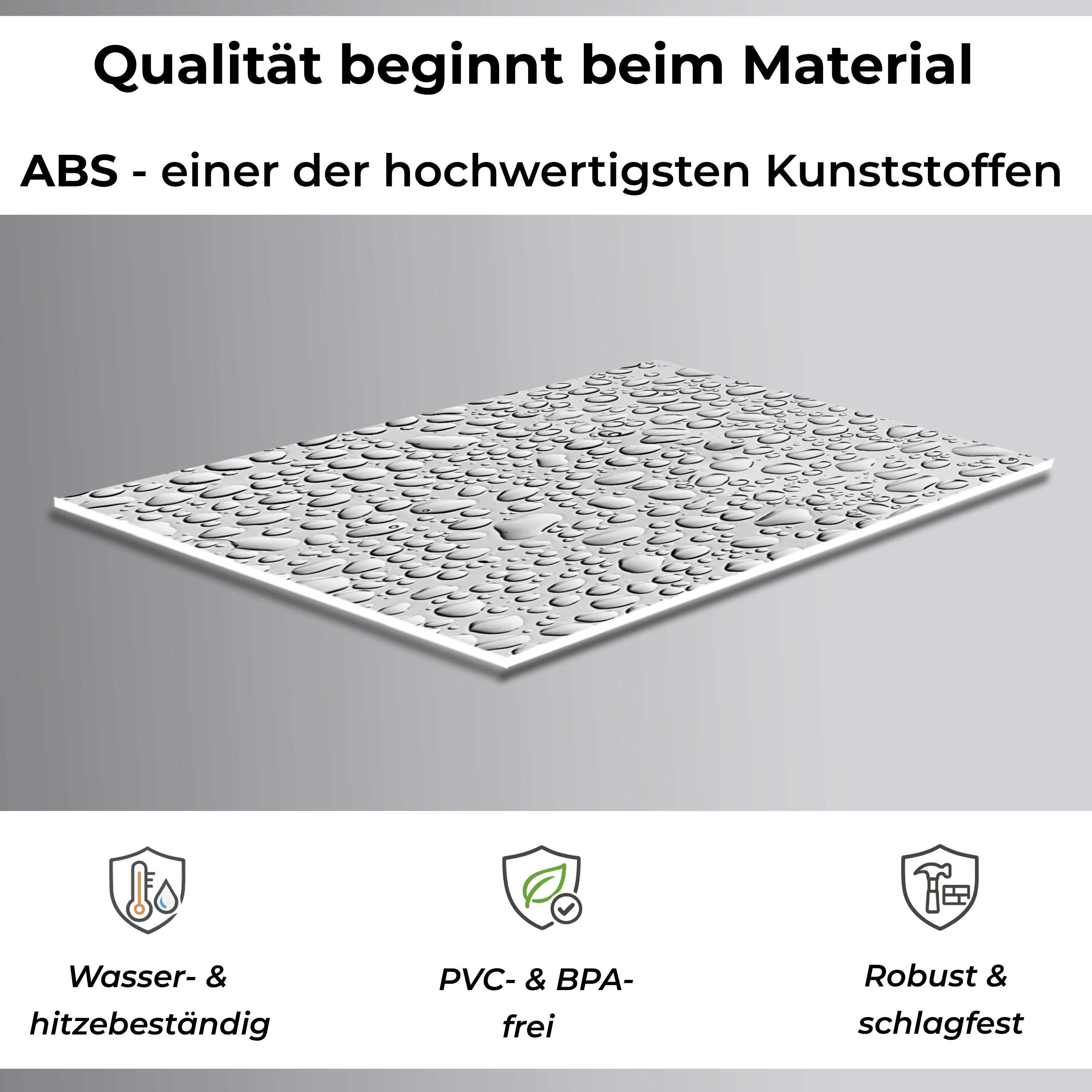 Rodnik Küchenrückwand Regentropfen, monolithische ABS-Platte mit Direktdruck, formstabil und langlebig