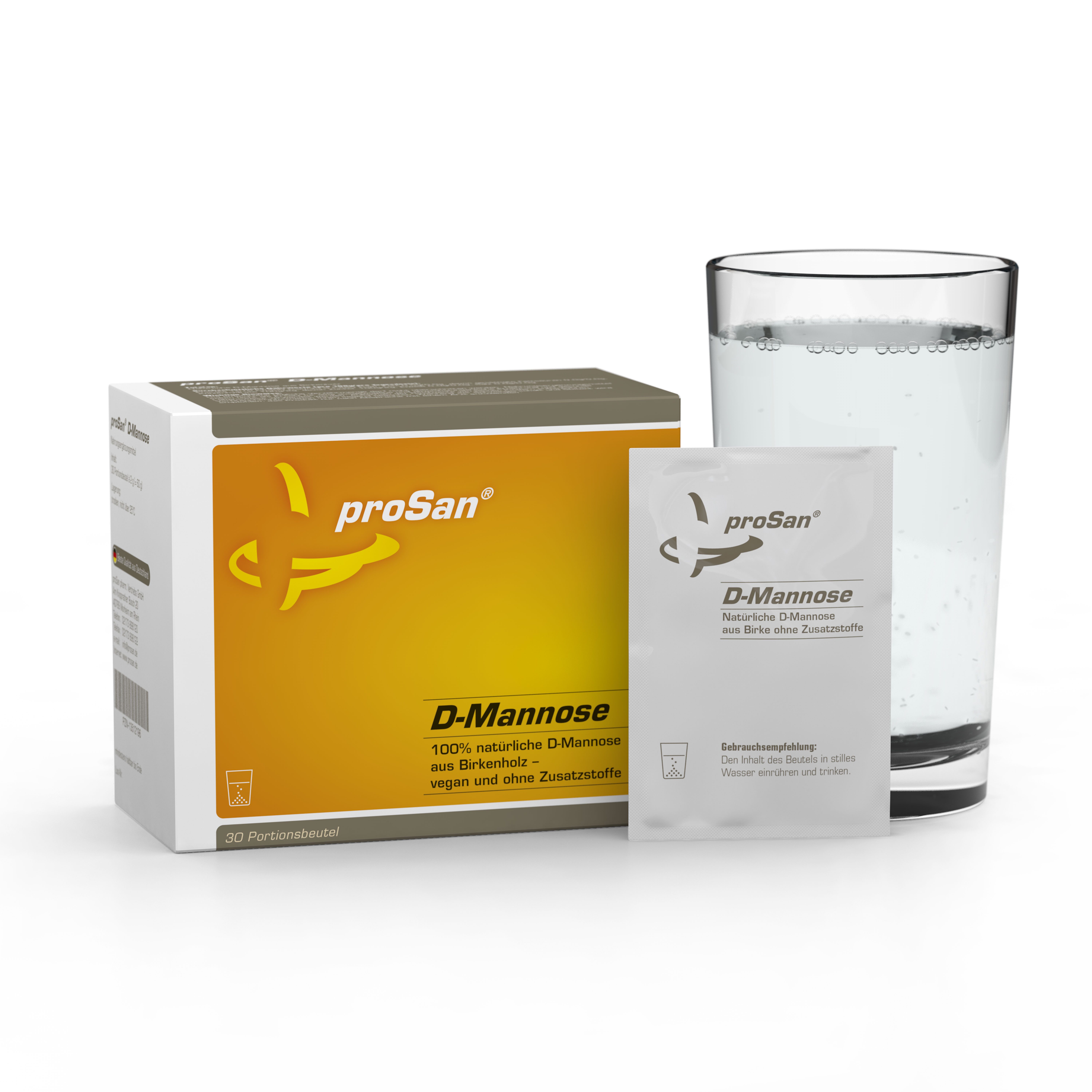 proSan D-Mannose Pulver, Vegan, Naturbelassen aus Birke & Antibiotikafrei, Pulver, 30 St., 60 g
