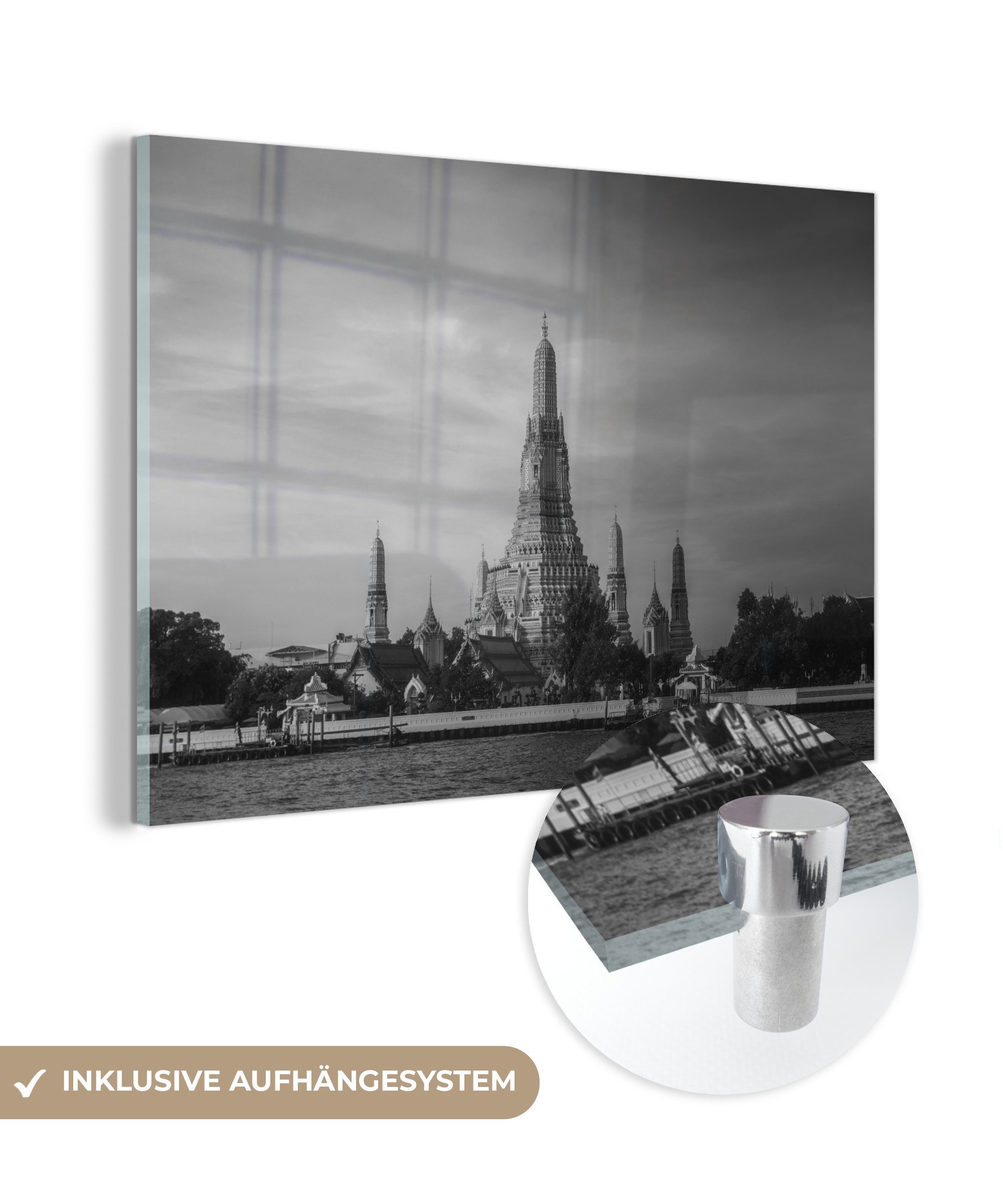 Acrylglasbild Acrylglasbilder Arun - Schwarz - Wohnzimmer Wasser Schlafzimmer Wat St), & Weiß, - MuchoWow (1