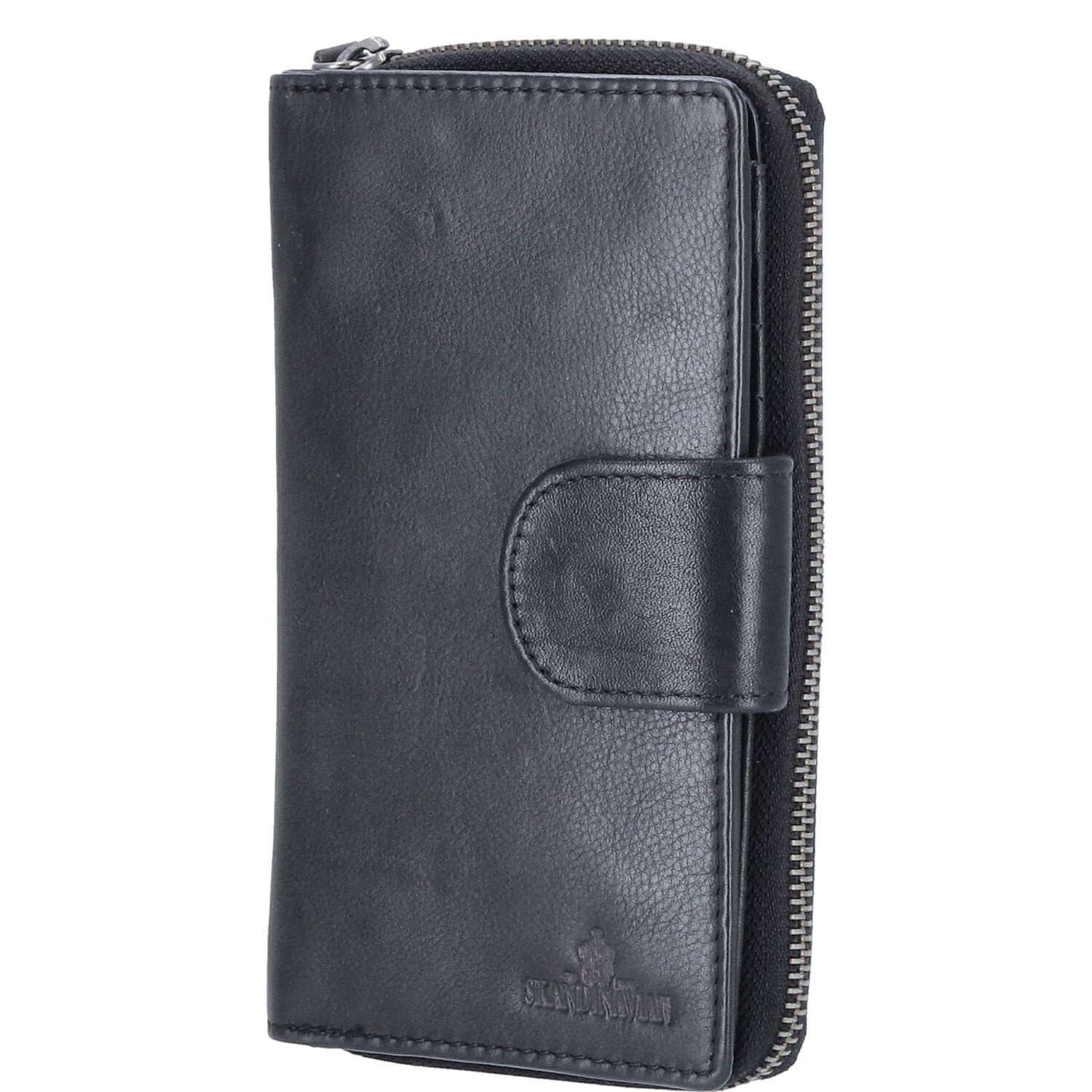 Geldbörse The Skandinavian Brand Damen Reißverschluss Börse Leder black