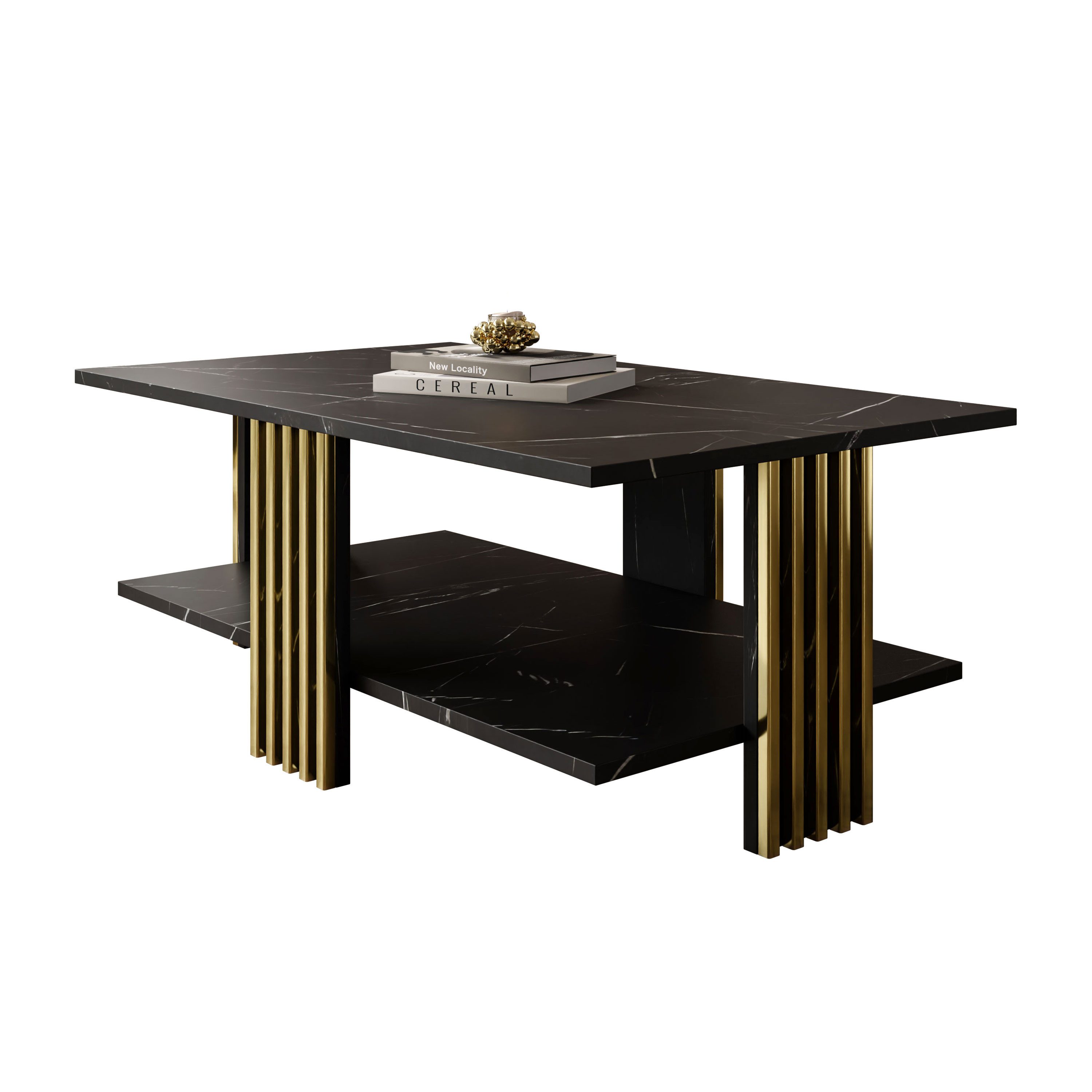 Lookway Couchtisch SAPHIRA GOLD mit Ablage (1 Tisch)