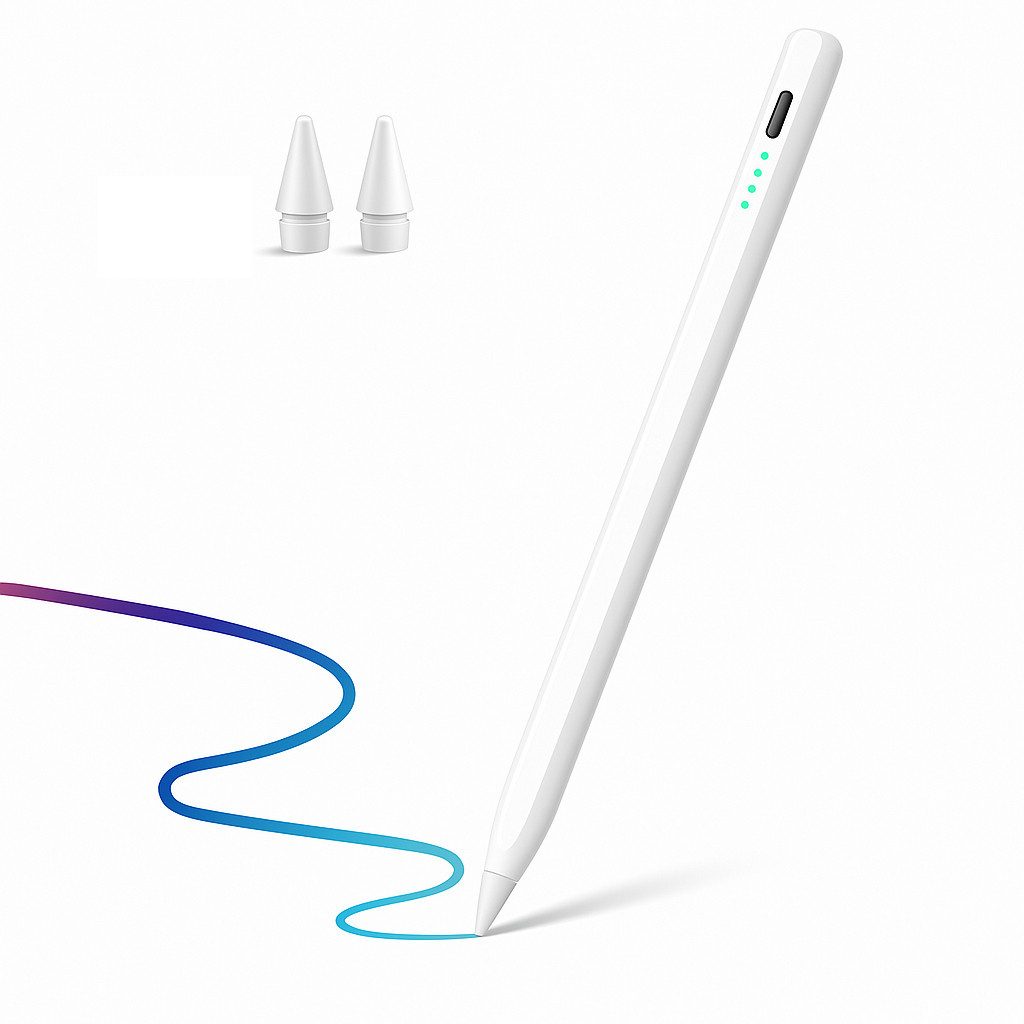 Ventarent Eingabestift Stylus Pen Pencil Smartpen für Apple iPad Air/Pro/Mini Touchpen Stift (1x Stylus Pencil für Apple iPads in weiß) USB-C, Kompatibel mit Apple iPad, magnetisch