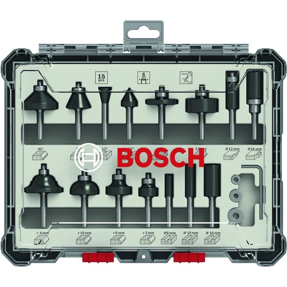 BOSCH Fräser-Set 2607017471 15 teilig - Fräser Set - schwarz, Set