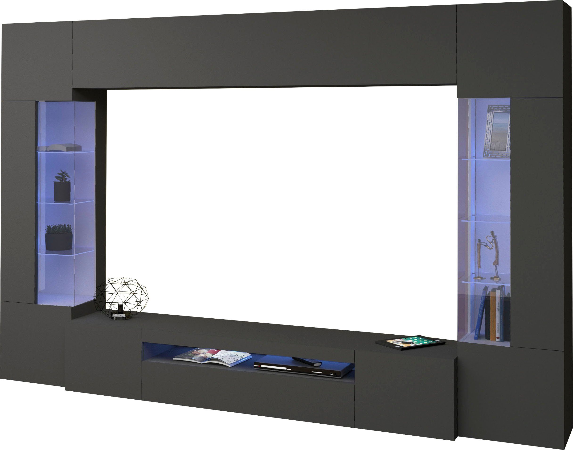 OTTO home Wohnwand New Egypt, (4-St., Breite 290cm), bestehend aus 2 Stauraumvitrinen, 1 Lowboard, 1 Hängeschrank