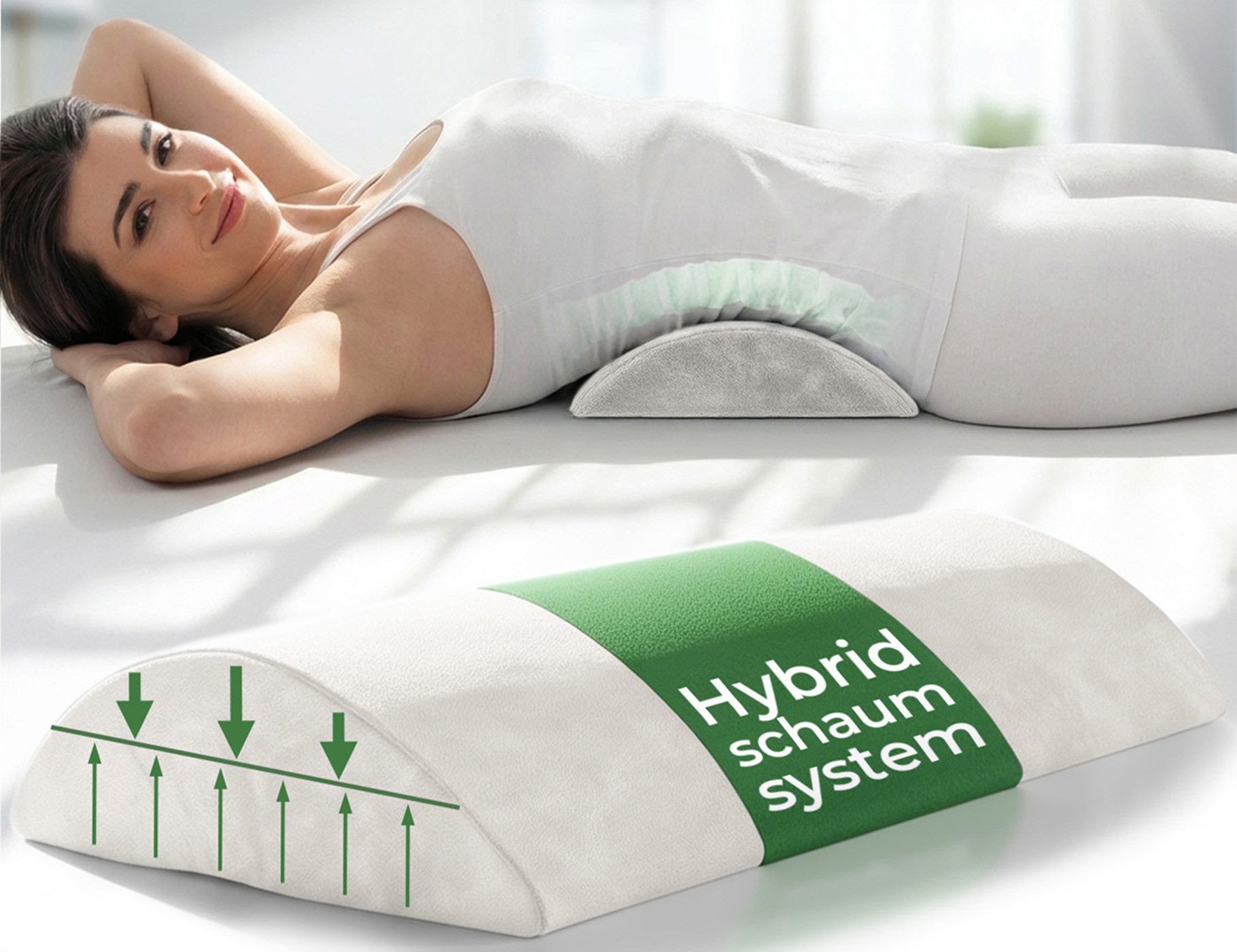 Well B4 Keilkissen Lendenkissen für Bett und Sofa, Lendenwirbelstützkissen, zur Rückenstütze im Liegen, Lordosenkissen für den unteren Rücken, Lendenstützkissen, Lendenwirbelkissen