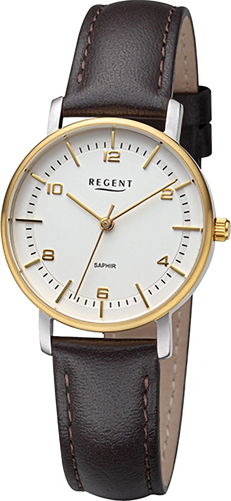 Regent Damen groß rund, Armbanduhr Lederarmband Analog, Quarzuhr (ca. Armbanduhr extra Regent 32mm), Damen