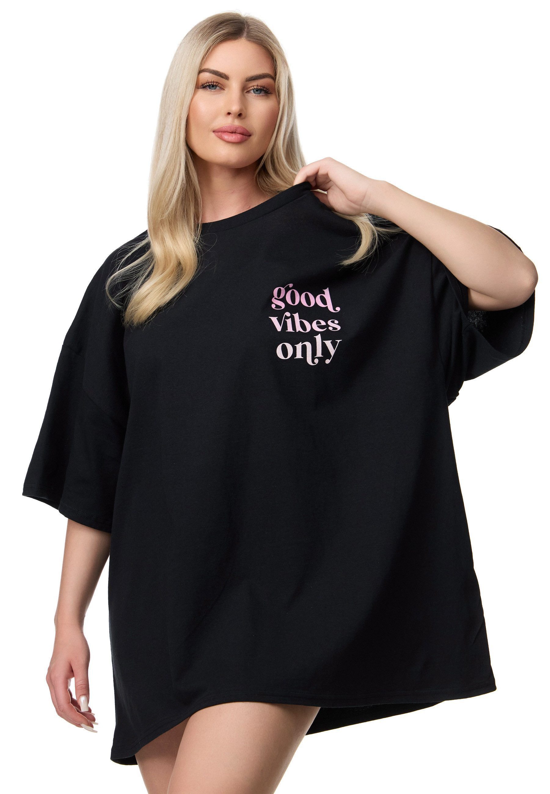 Worldclassca Longshirt Worldclassca Oversized VIBES Print T-Shirt lang Tee günstig online kaufen