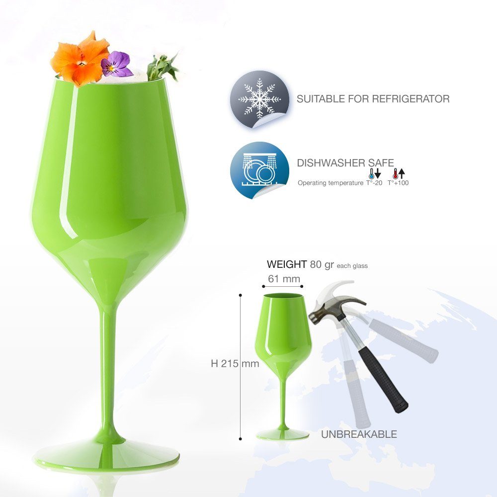 Doimoflair Weinglas DoimoFlair Weingläser aus Kunststoff bruchsicher Plastik, 2-tlg.