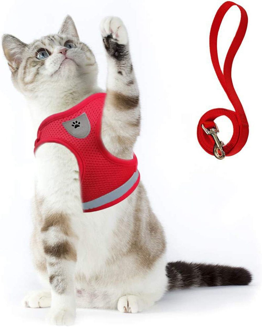 Ledander Hunde-Geschirr Katzengeschirr mit Leine für Hunde Katzen Weich Mesh No Pull, Hundegeschirr Reflektierende Verstellbare Atmungsaktive