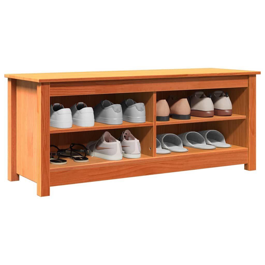 vidaXL Schuhregal Sitzbank mit Stauraum mit Regal Wachsbraun 110 x 38 x 45,5 cm, 1-tlg.