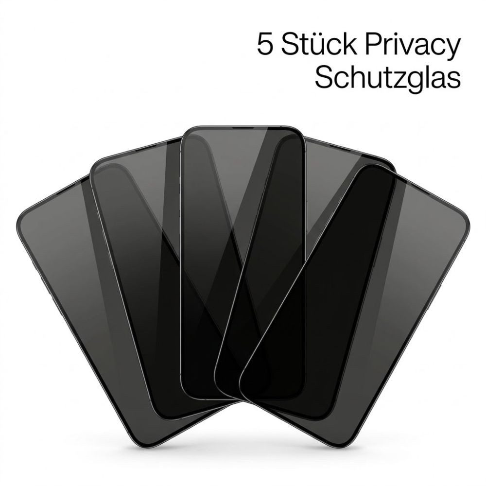 LIVINO Sichtschutzfolie 5x Privacy Panzerglas iPhone 18 Pro Max Sichtschutz Schutzfolie, (5er Panzerglas Set, Displayschutz Zubehör Set), Privacy Sichtschutz, 9 – Bild 5 von 5
