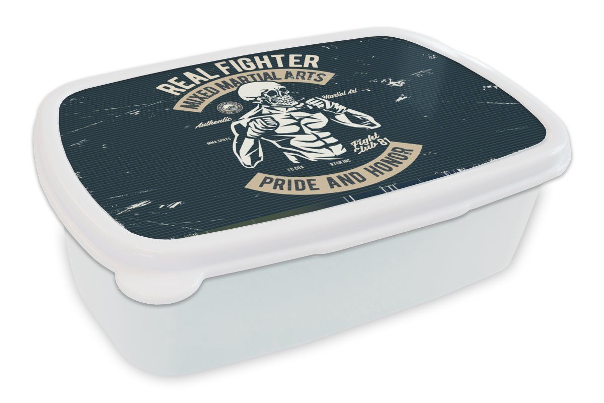 MuchoWow Lunchbox Sport - Skelett - Retro, Kunststoff, (2-tlg), Brotbox für Kinder und Erwachsene, Brotdose, für Jungs und Mädchen weiß | Lunchboxen