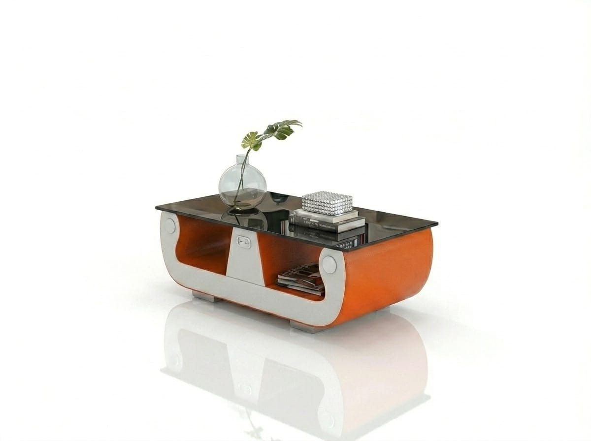 Xlmoebel Stehtisch Moderner Wohnzimmertisch in Orange aus Kunstleder als (1-St), Made in Europa