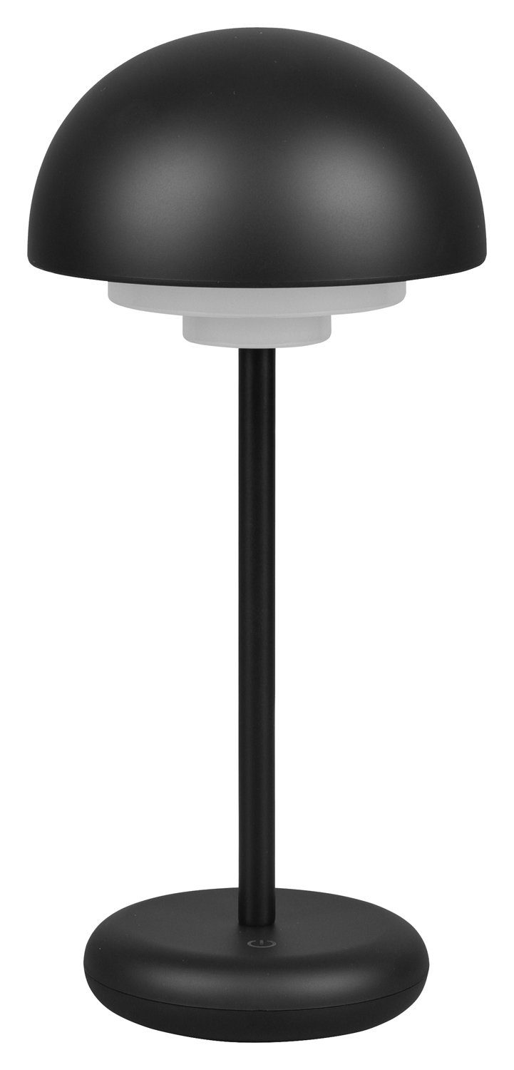 Reality Leuchten LED Tischleuchte ELLIOT, 1-flammig, H 30 cm, Schwarz, Kunststoff, Akkubetrieben, Dimmfunktion, USB-Port, LED fest integriert, Warmweiß, Outdoorgeeignet, mit 4-stufigem Touchsensor