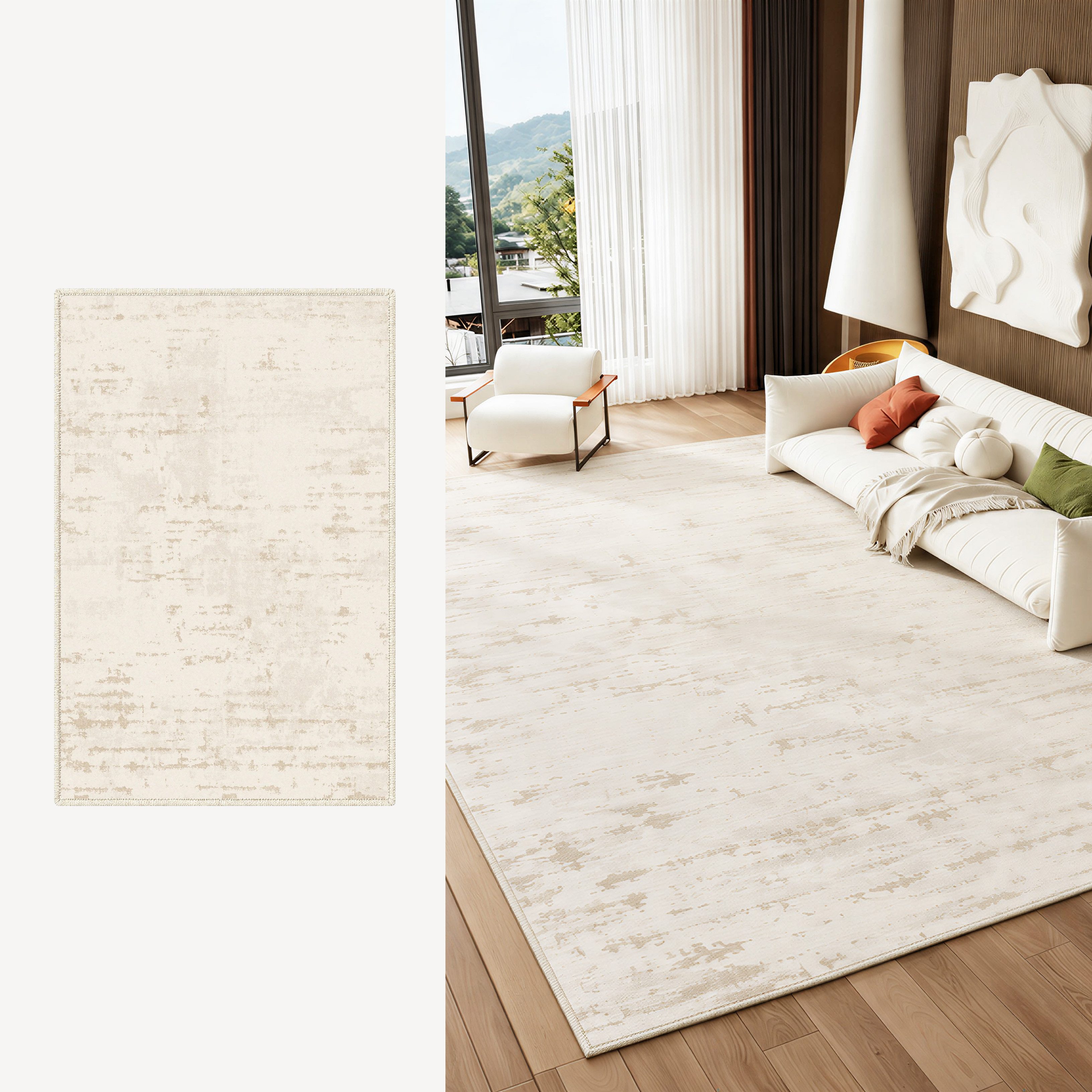 Jumpeak Teppich Teppich, extrem kurzer Flor, neutrale Farbtöne, waschbar, Geschenk, Rechteck, Höhe: 5 mm, Rectangular, 5mm dick, faux cashmere, indoor rug, machine-washable rug