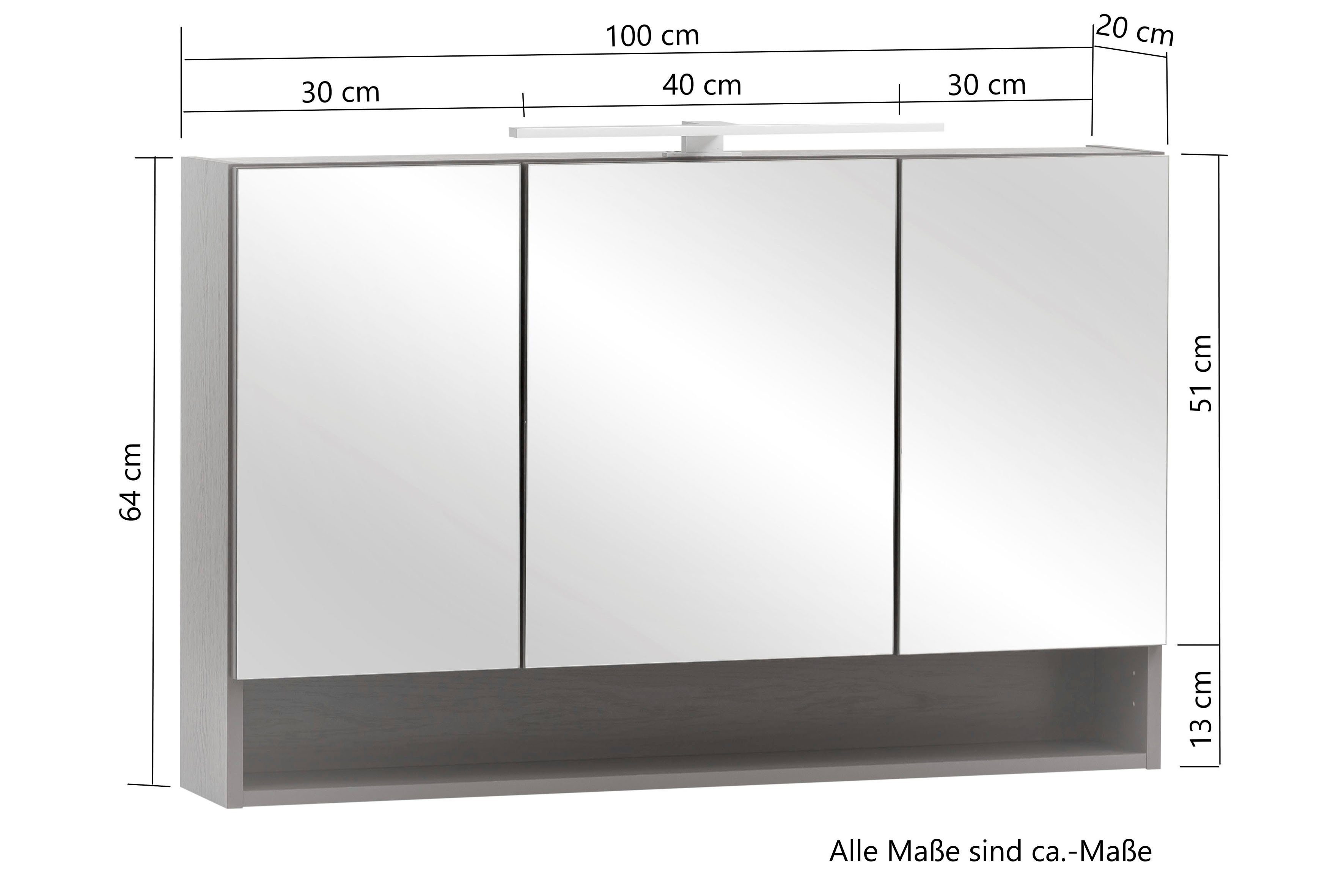 HELD MÖBEL Spiegelschrank Stubach | graphit Breite cm graphit 100