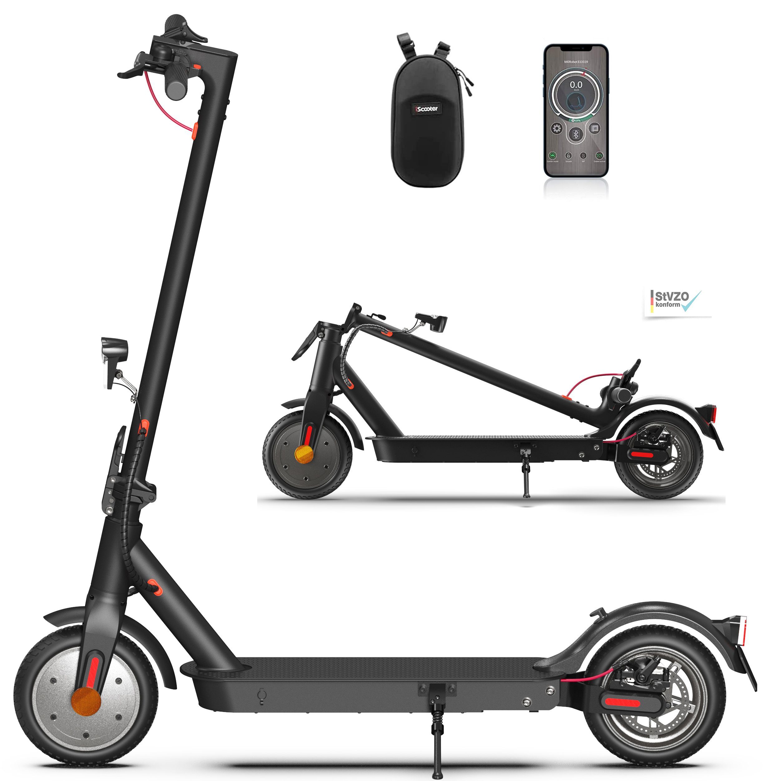 LETGOSPT E-Scooter Elektroscooter mit Straßenzulassung Stoßdämpfende,  350,00 W