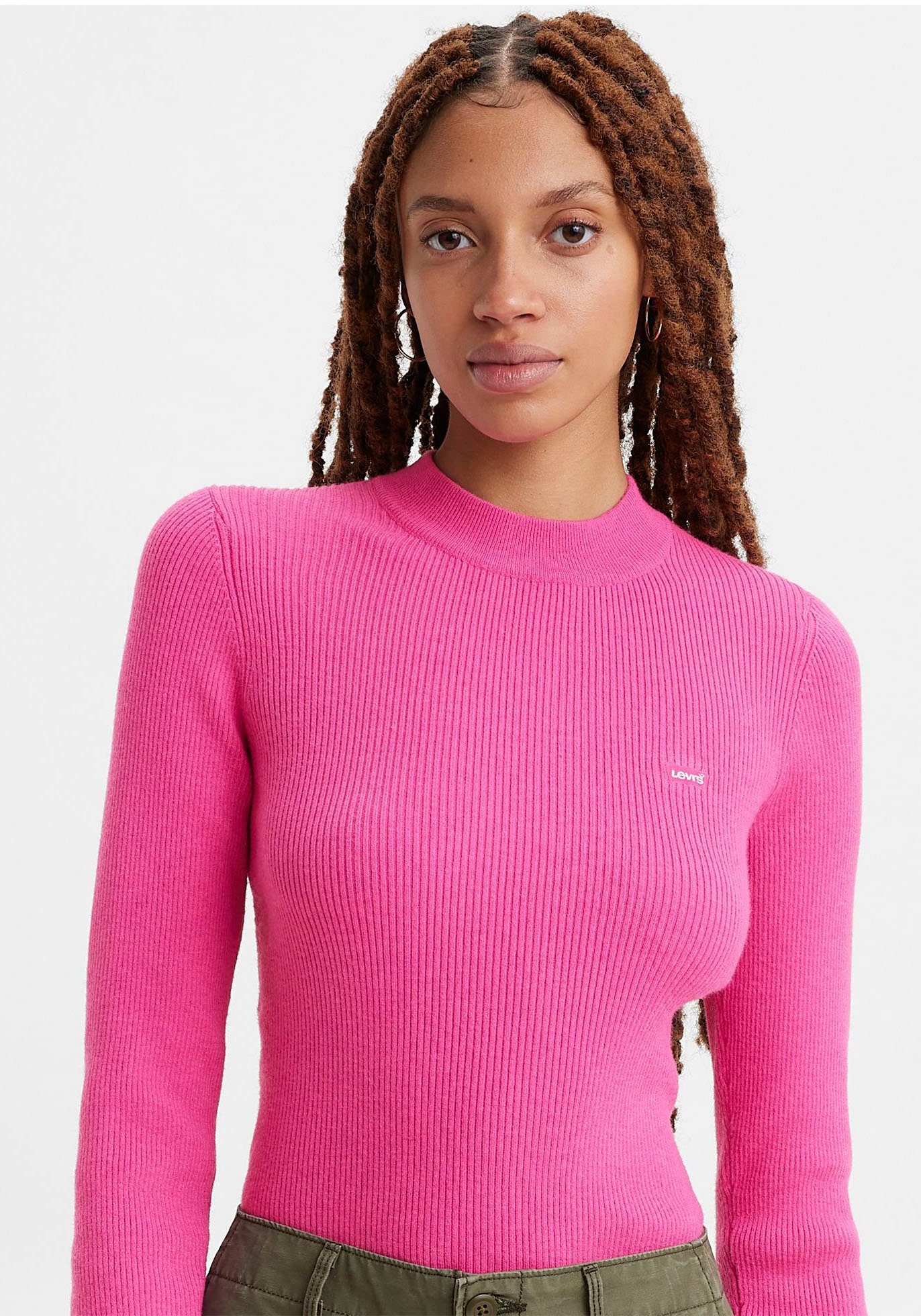 Levi's® Strickpullover CREW RIB Logo SWEATER violet mit rose Batwing