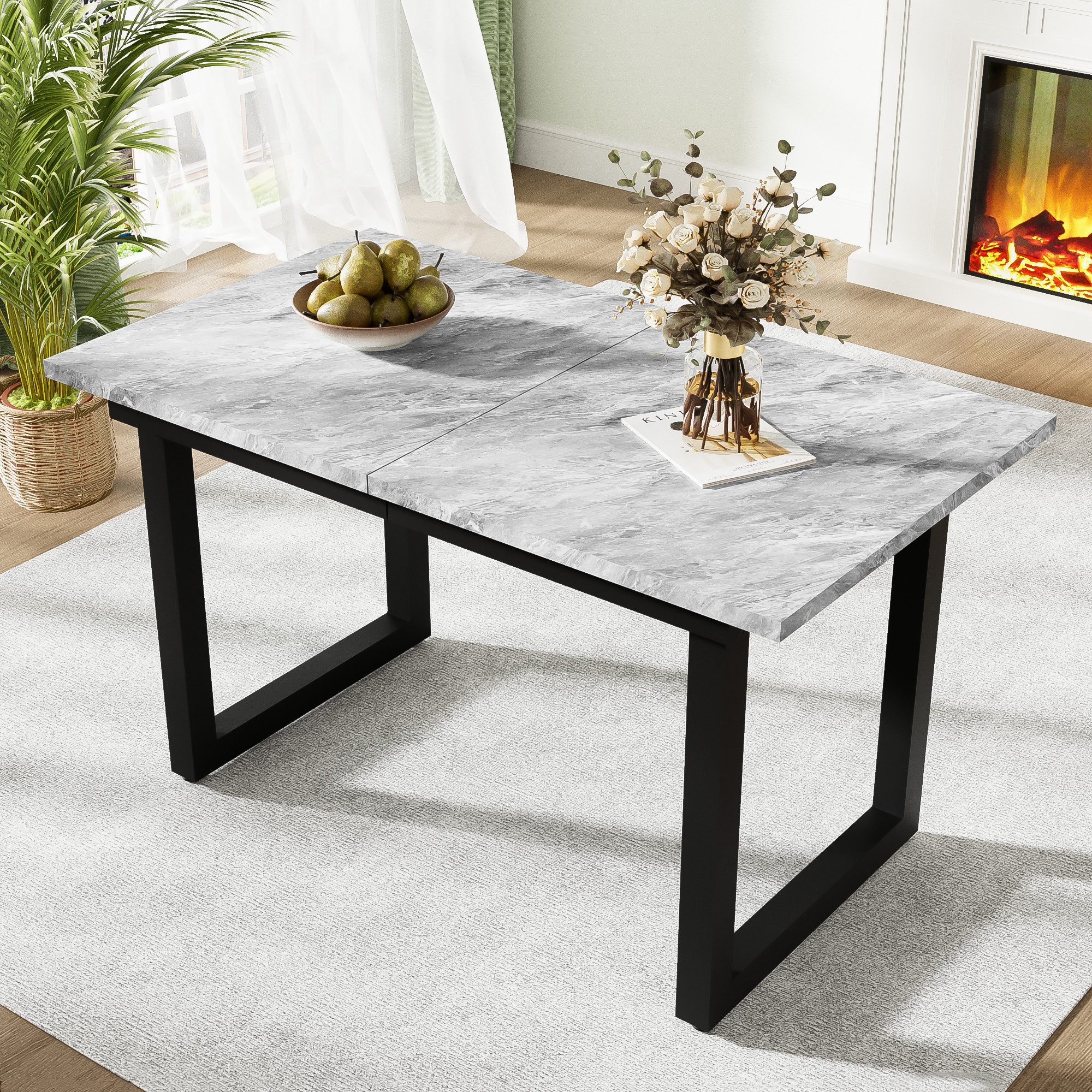 KLAM HOME Esstisch Küchentisch (mit Metallbeinen, günstig online kaufen