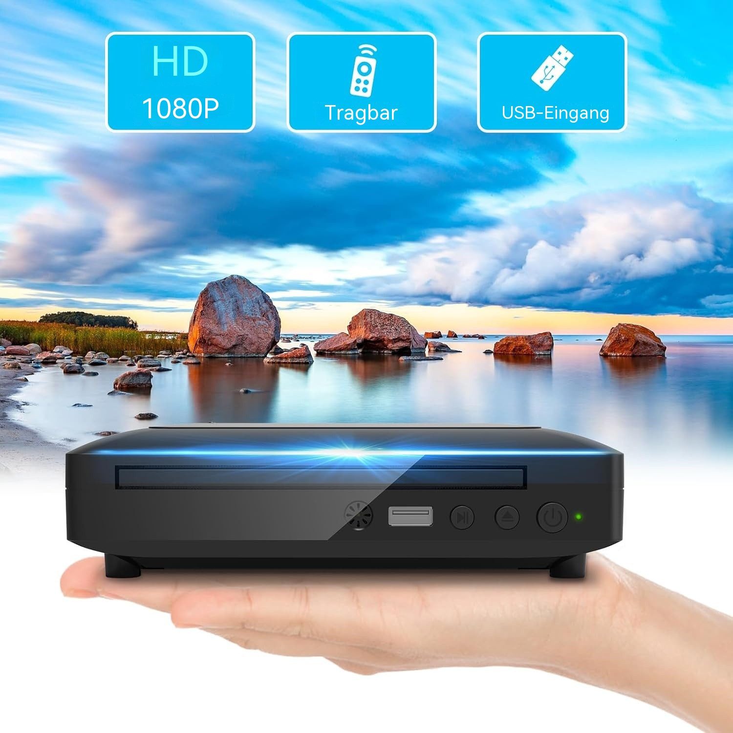 TWUFY HD DVD Player für TV HDMI AV Ausgang mit Kabel Enthalten DVD-Player (1080P, 1080P DVD-CD-Player mit USB Eingang, Alle Regionen Frei)