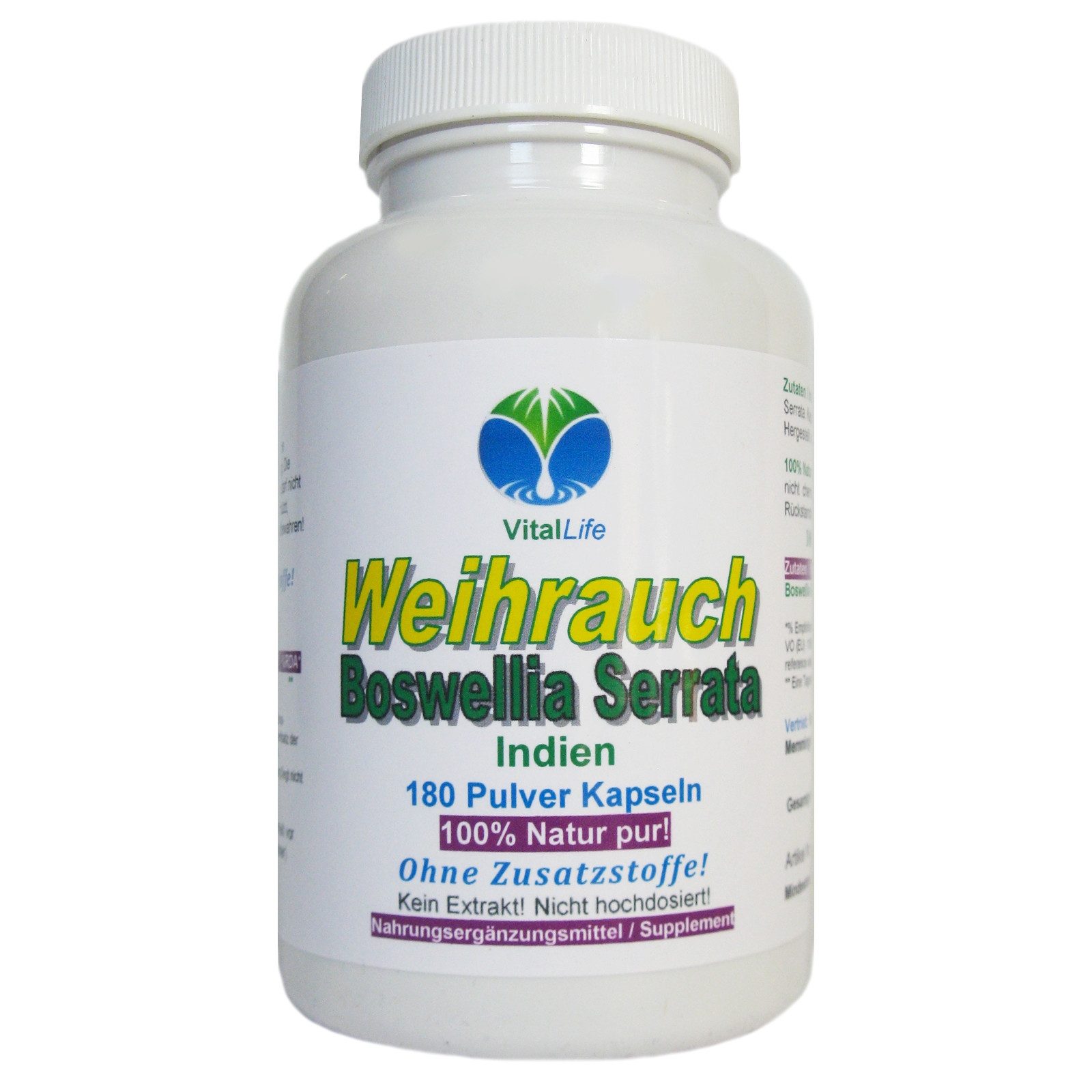 Weihrauch Indischer Boswellia Serrata - Natur Pur, ohne Zusatzstoffe. Kapseln