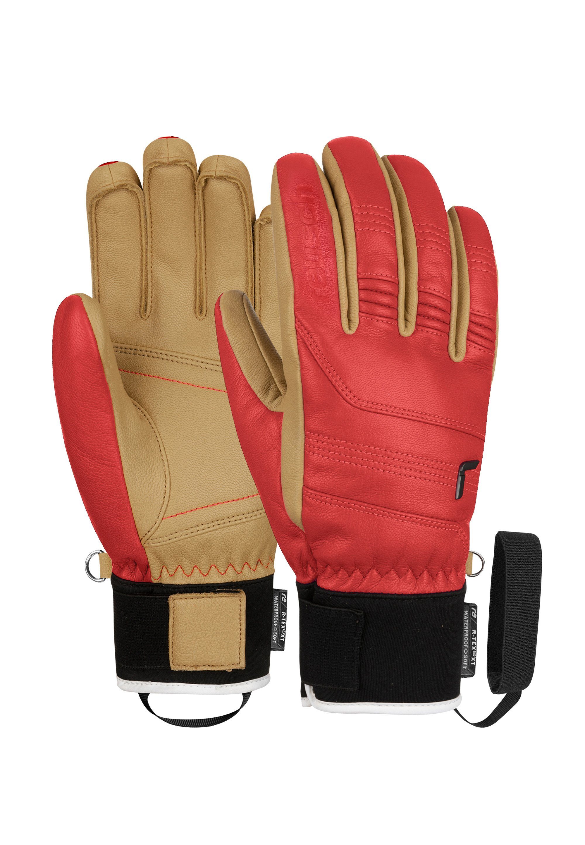 Reusch Skihandschuhe Highland R-TEX® XT aus wasserdichtem und atmungsaktivem Material rot-beige | Handschuhe