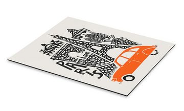 Posterlounge Alu-Dibond-Druck Fox & Velvet, Paris, Kinderzimmer Minimalistisch Grafikdesign